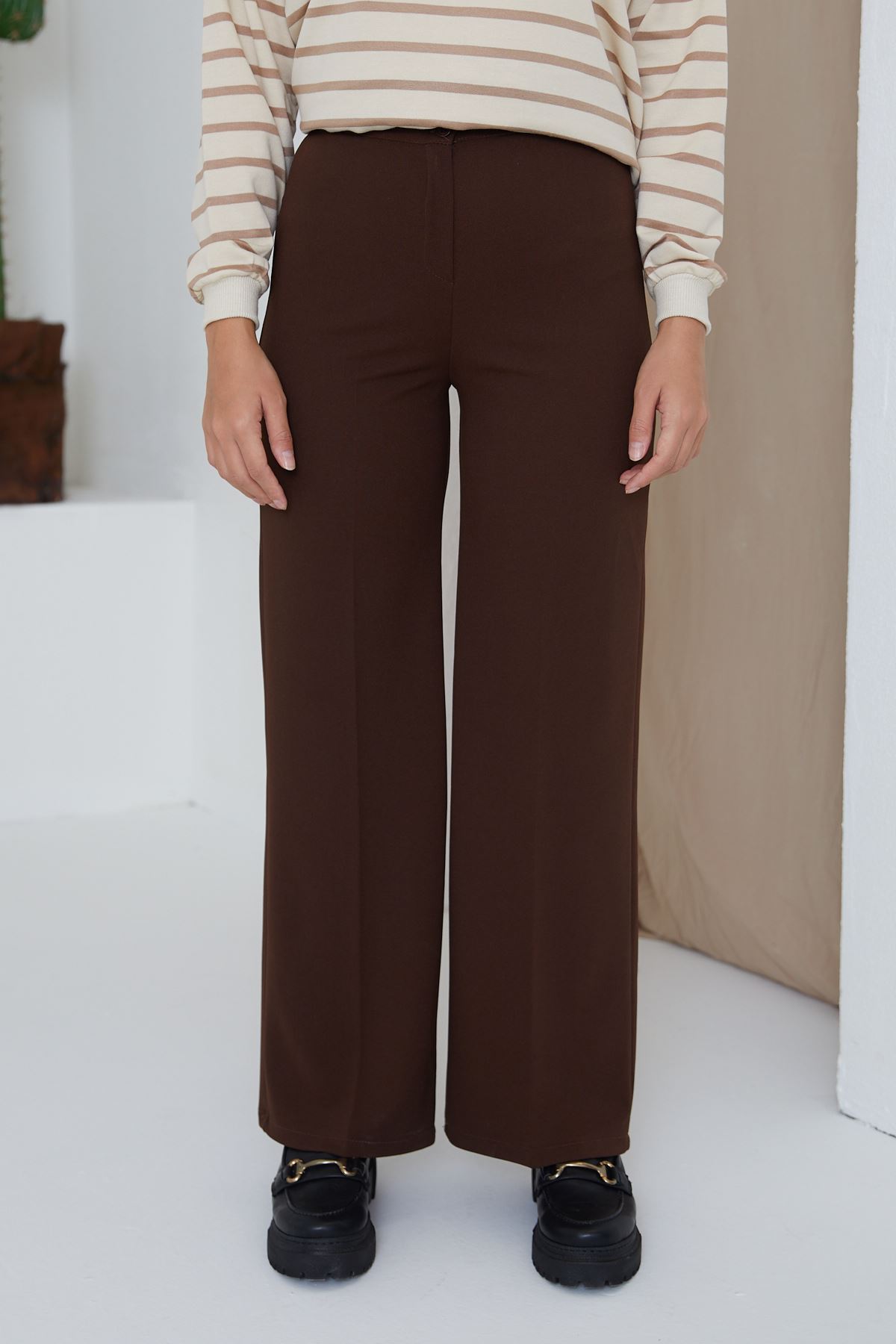 PNT01509-KHV Düğmeli Pantolon-Kahve