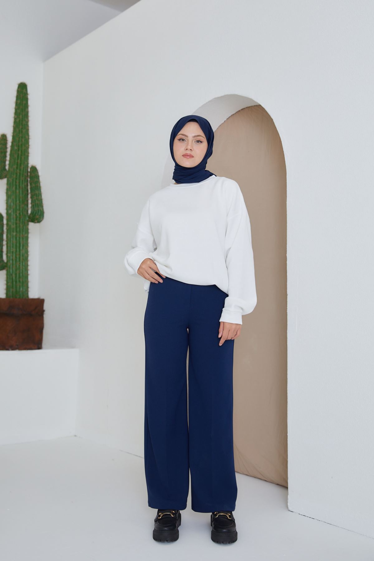 PNT01509-LCV Düğmeli Pantolon-Lacivert