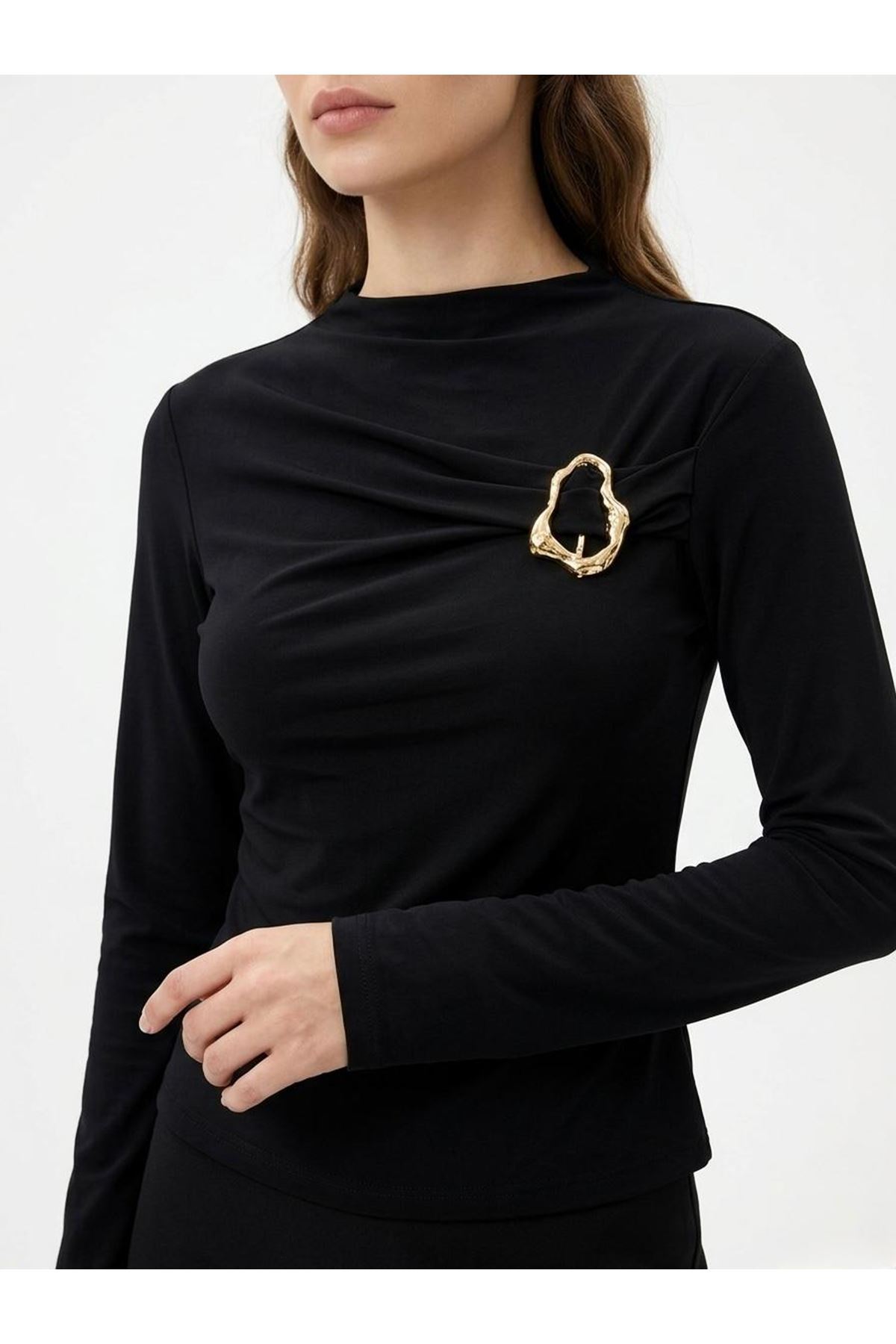 BLU03011-SYH Toka Detay Sendy Bluz-Siyah