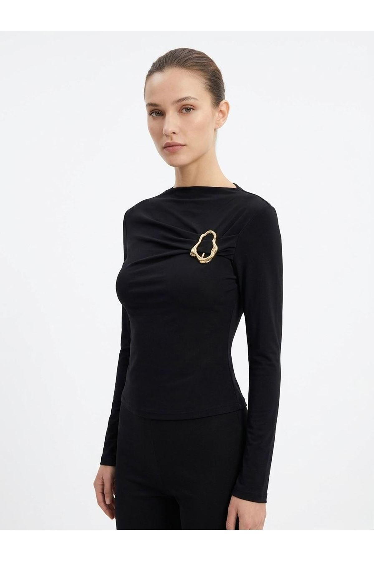 BLU03011-SYH Toka Detay Sendy Bluz-Siyah