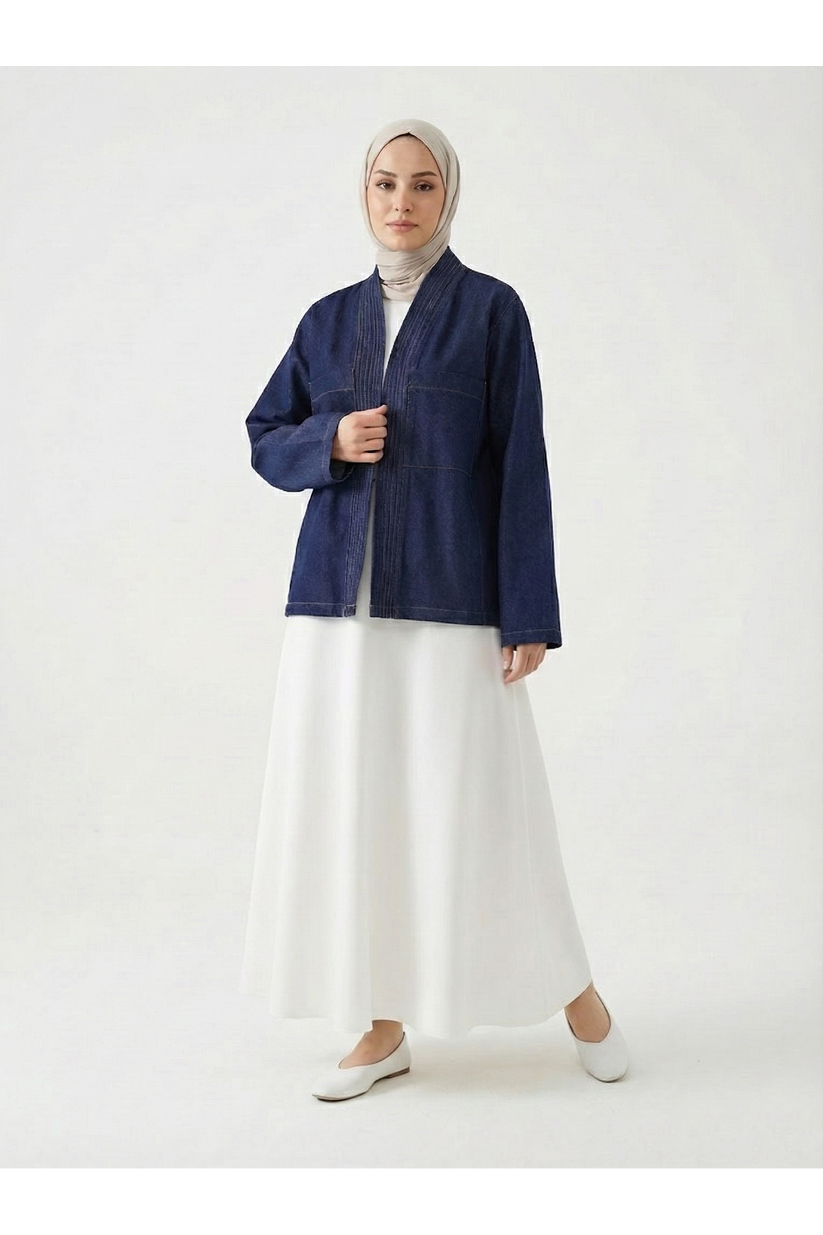 CKT01783-KOT Cep Detaylı Sıra Dikişli Kot Ceket-Kot Rengi