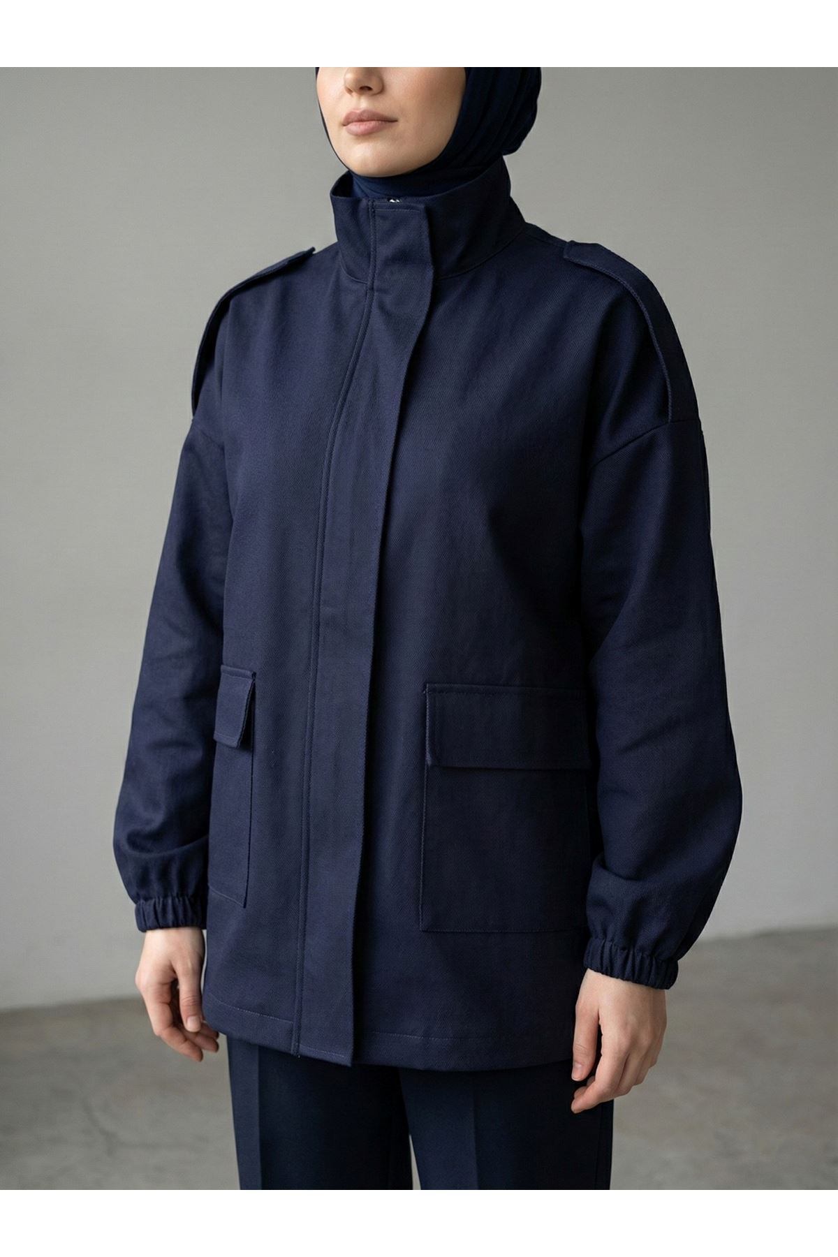 CKT01786-LCV Apoletli Cep Kapaklı Ceket-Lacivert