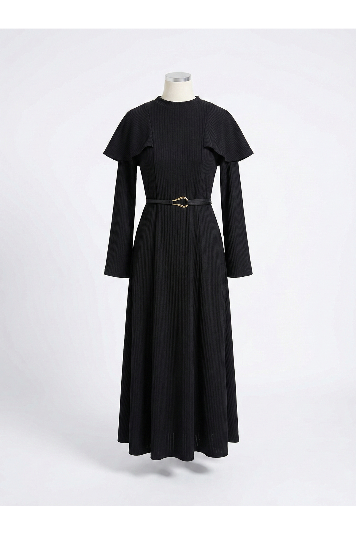 ELB04113-SYH Omuzlar Aller Detay Elbise-Siyah