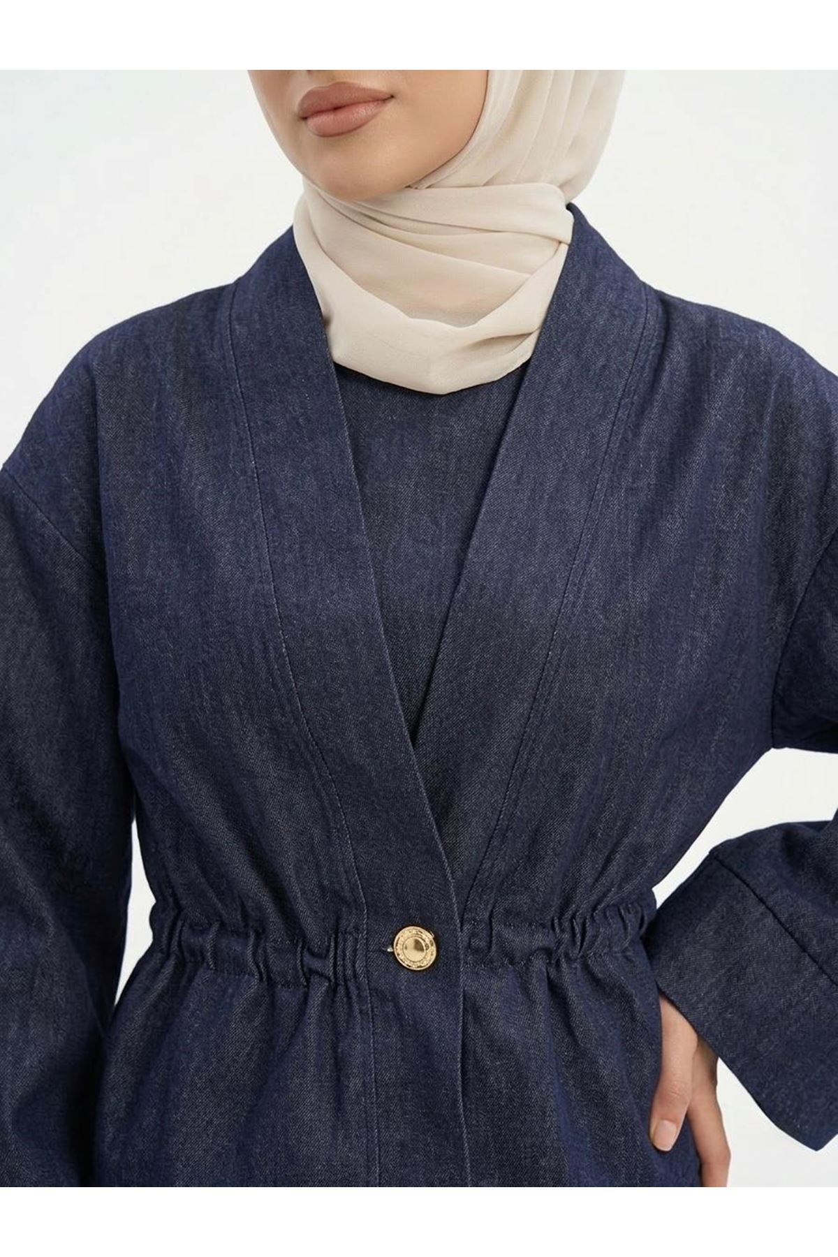 ELB04131-LCV Ceket Detay İkili Elbise-Lacivert