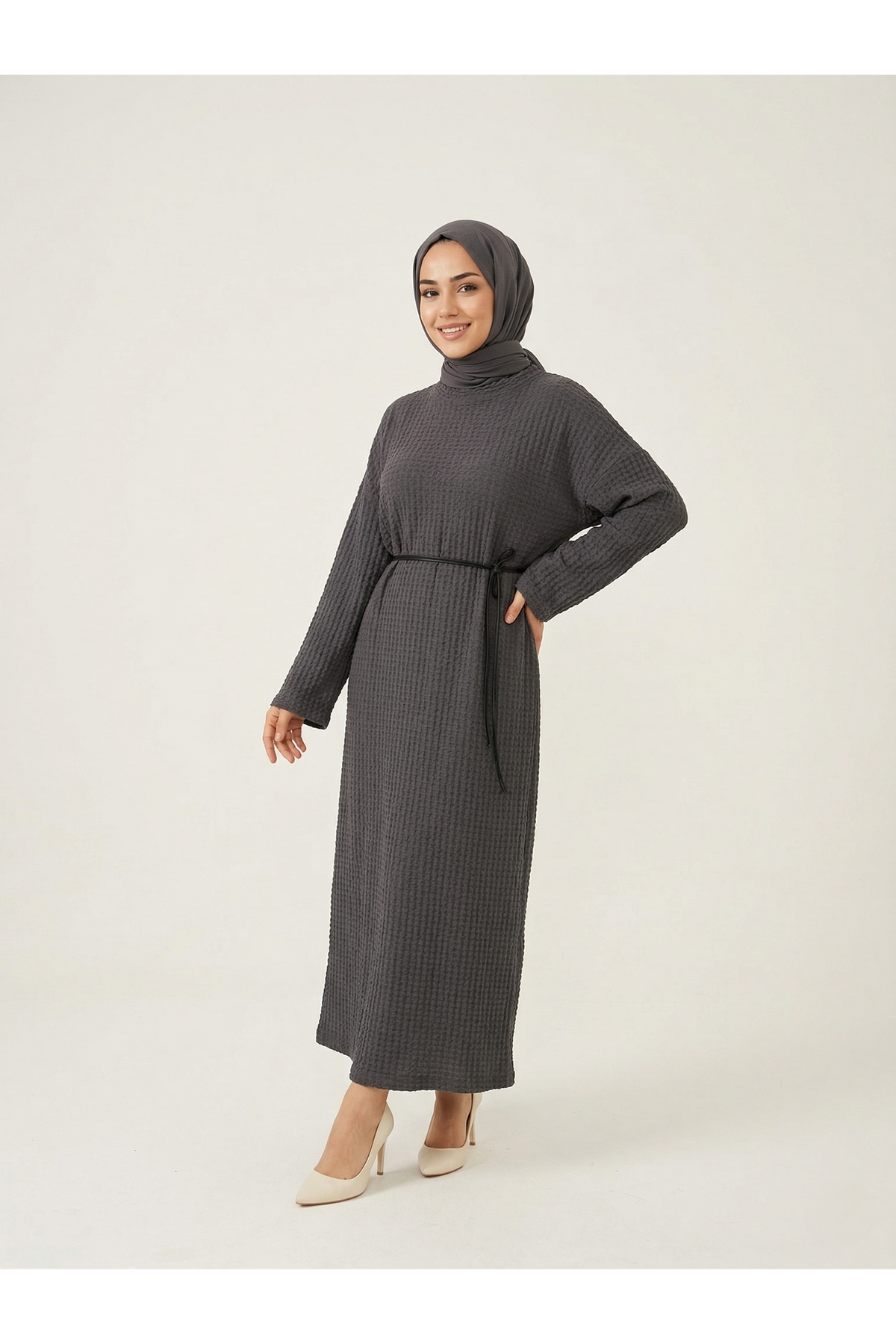 ELB04139-ANT Örme Elbise-Antrasit