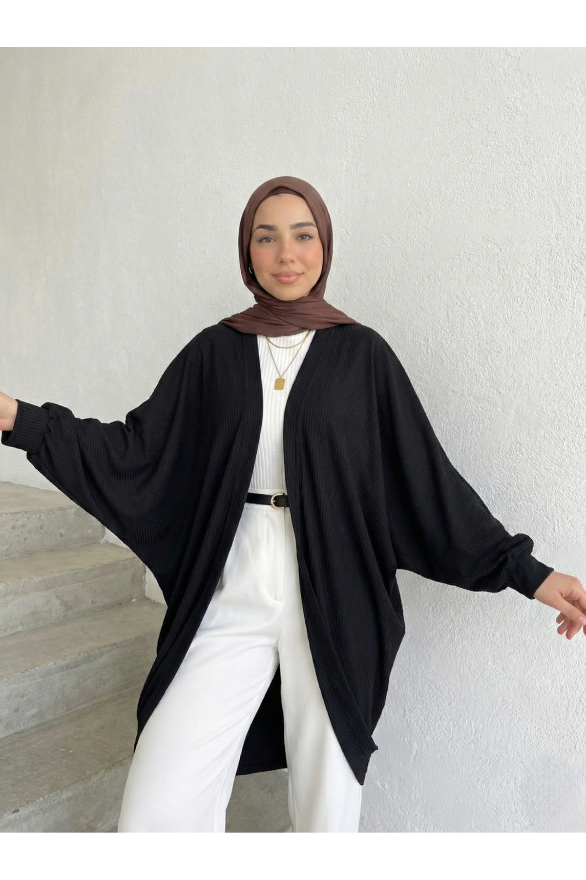 HIR02441-SYH Yarasa Kol Hırka-Siyah