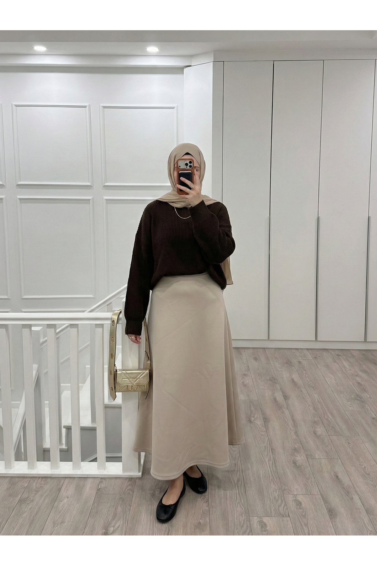 MOE03044-TAŞ Scuba Verev Etek-Taş