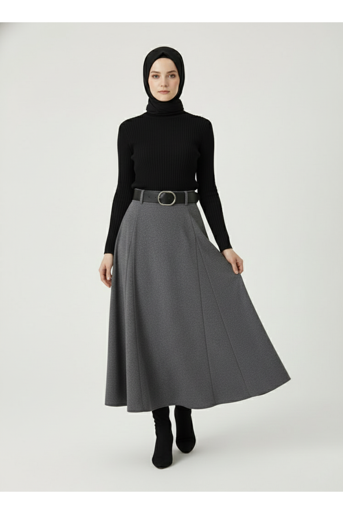 MOE03046-ANT Kelebek Detaylı Etek-Antrasit