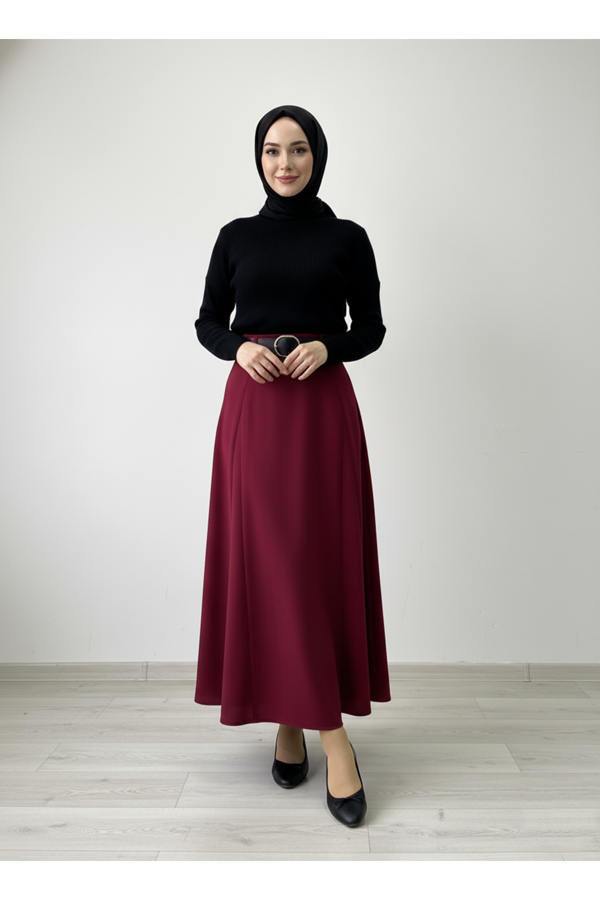 MOE03046-BRD Kelebek Detaylı Etek-Bordo