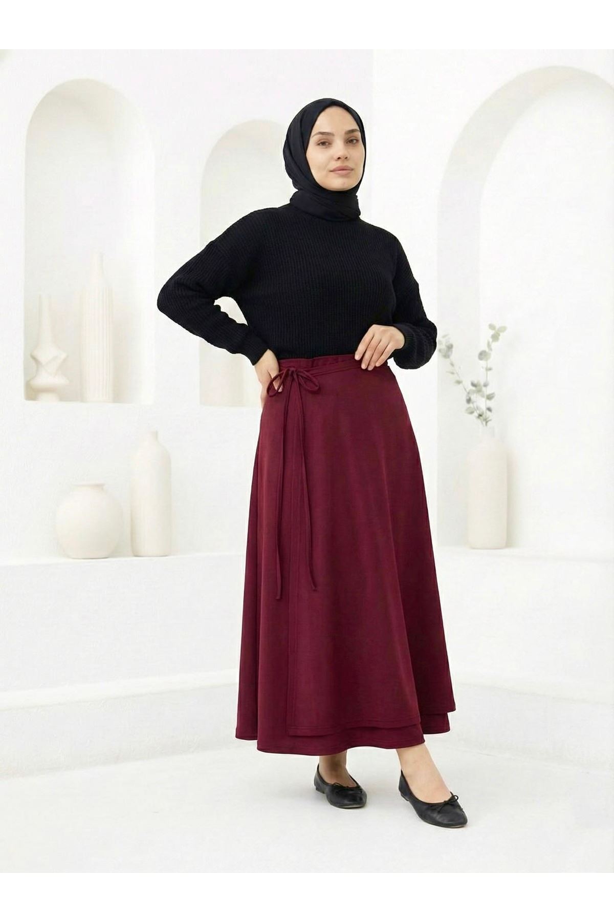 MOE03047-BRD Ön Kapak Detay Scuba Etek-Bordo