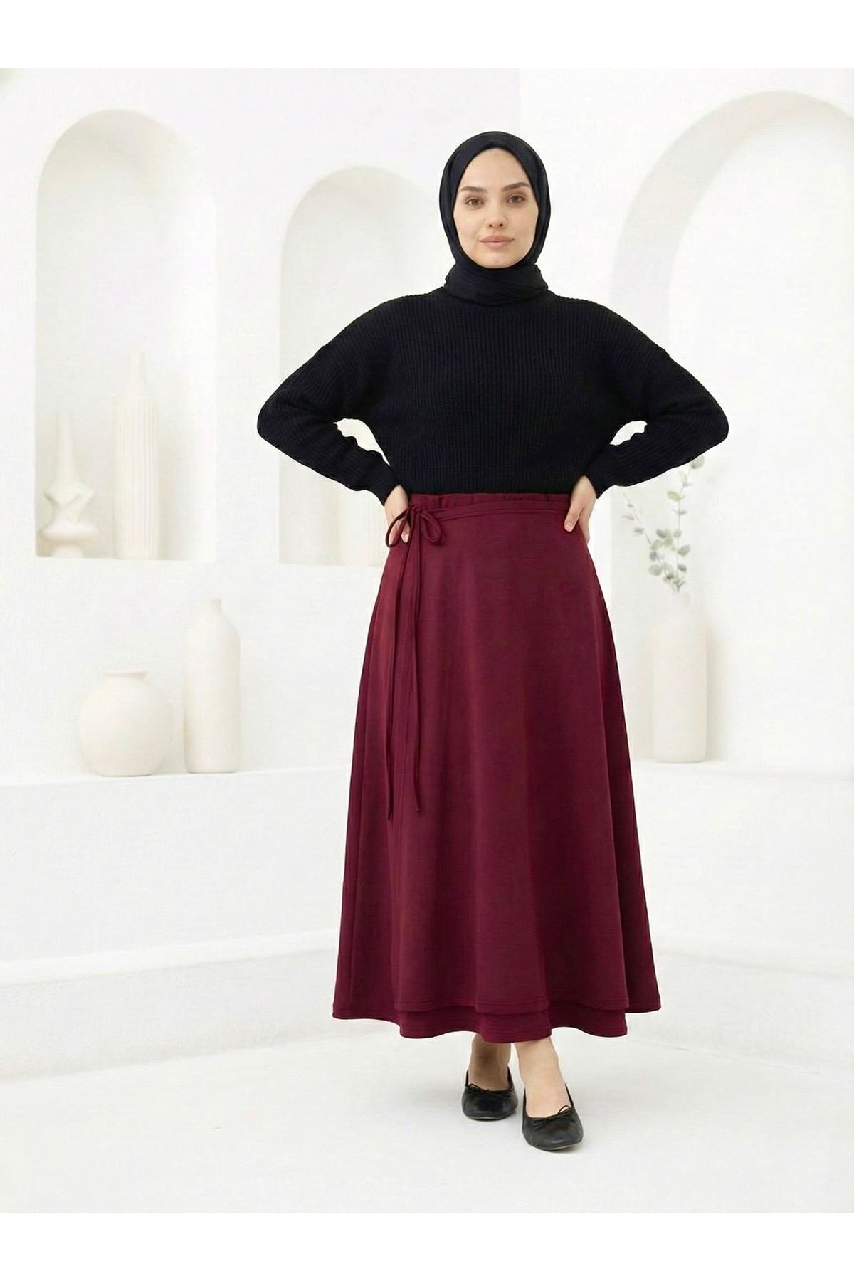 MOE03047-BRD Ön Kapak Detay Scuba Etek-Bordo