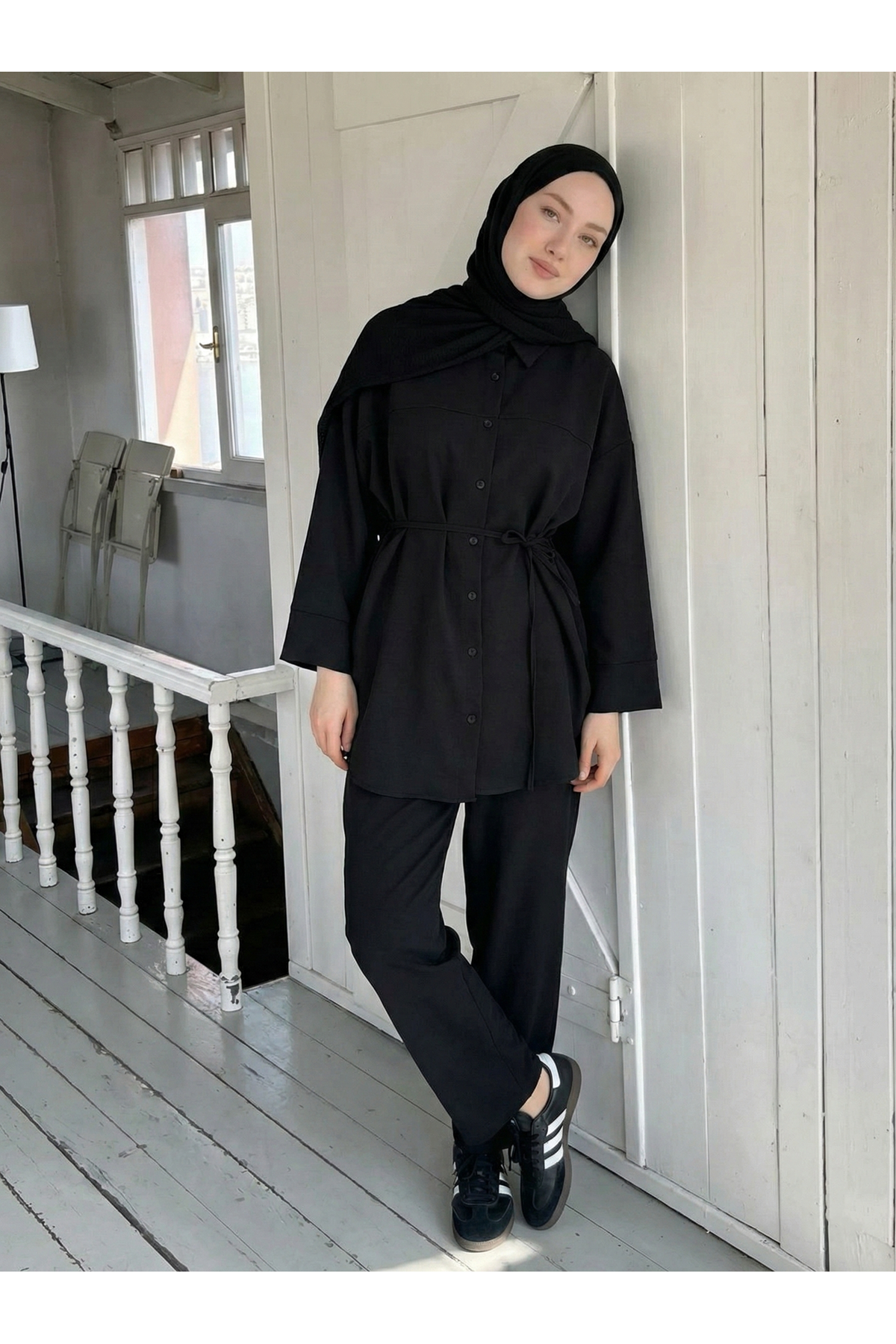 PİT00498-SYH Roba Detay Pantolonlu Takım-Siyah