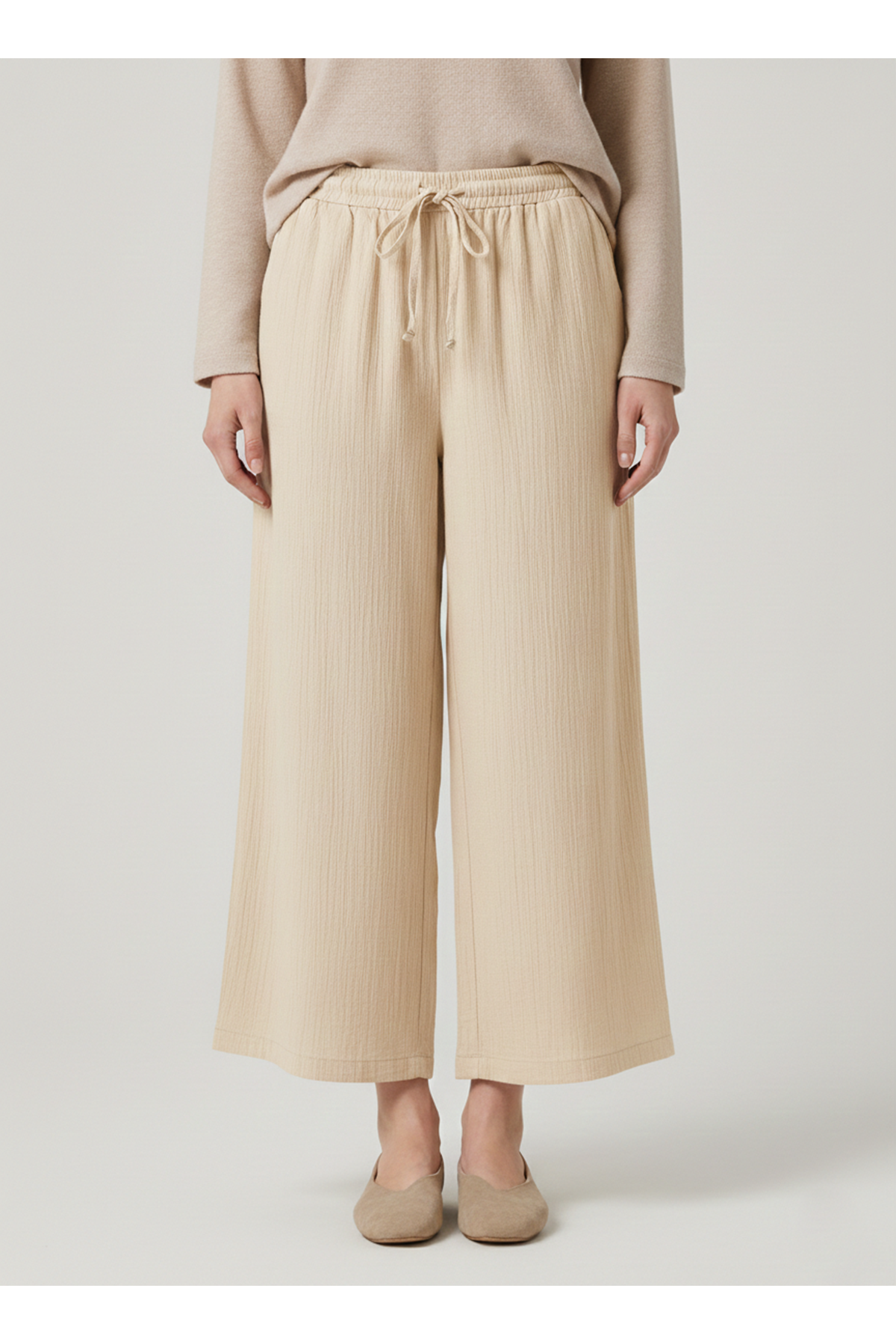 PNT01540-TAŞ Cepli İp Detay Pantolon-Taş
