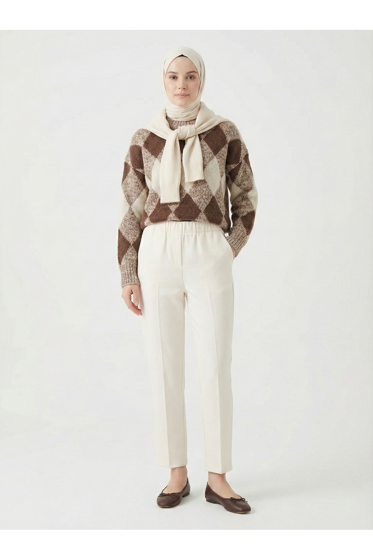 PNT01551-KRM Dar Paça Atlas Pantolon-Krem