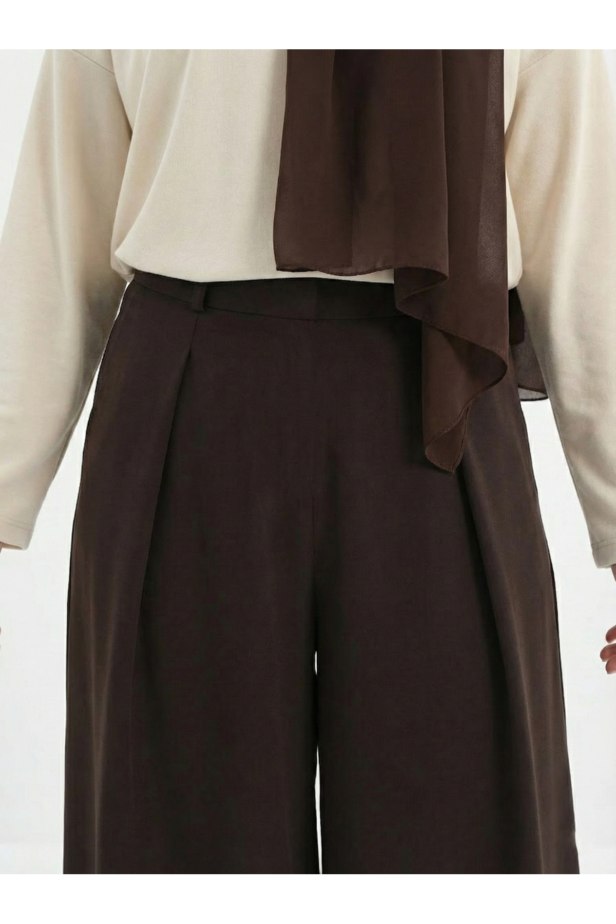 PNT01556-KHV Geniş Pileli Pantolon-Kahve