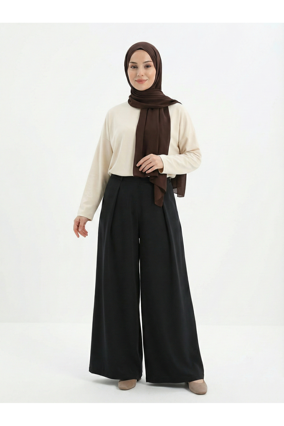 PNT01556-SYH Geniş Pileli Pantolon-Siyah
