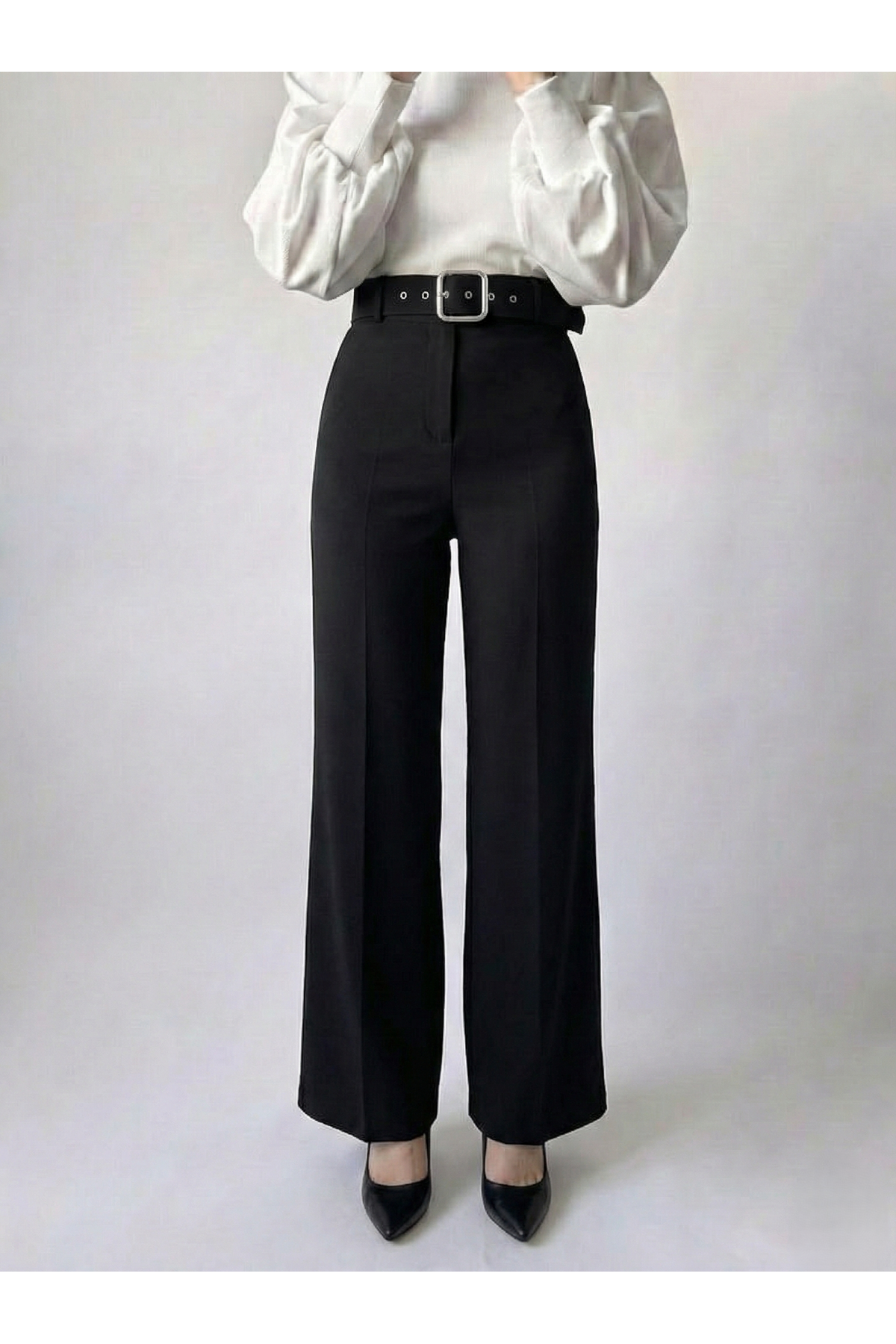 PNT01557-SYH Kemer Detay Pantolon-Siyah