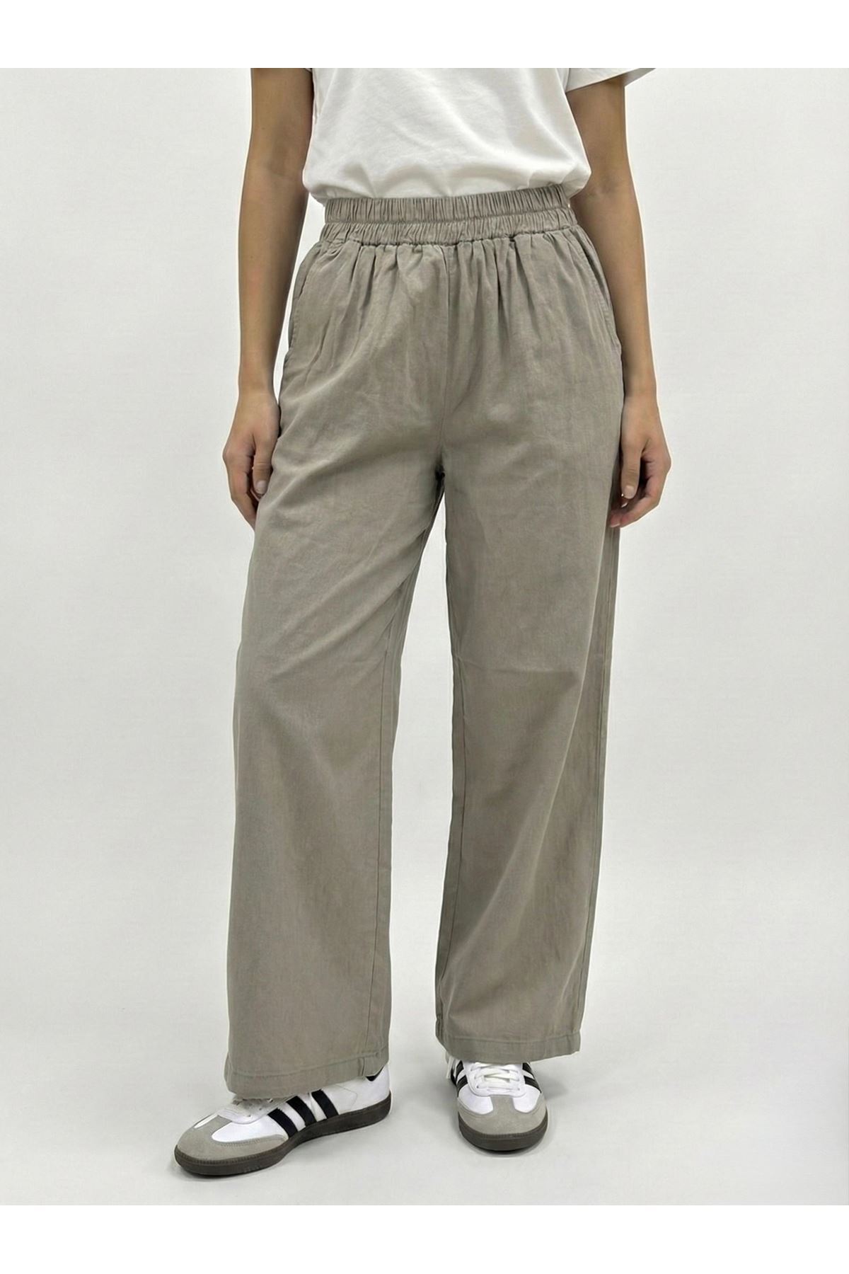 PNT01562-VİZ Cep Detay Pantolon-Vizon