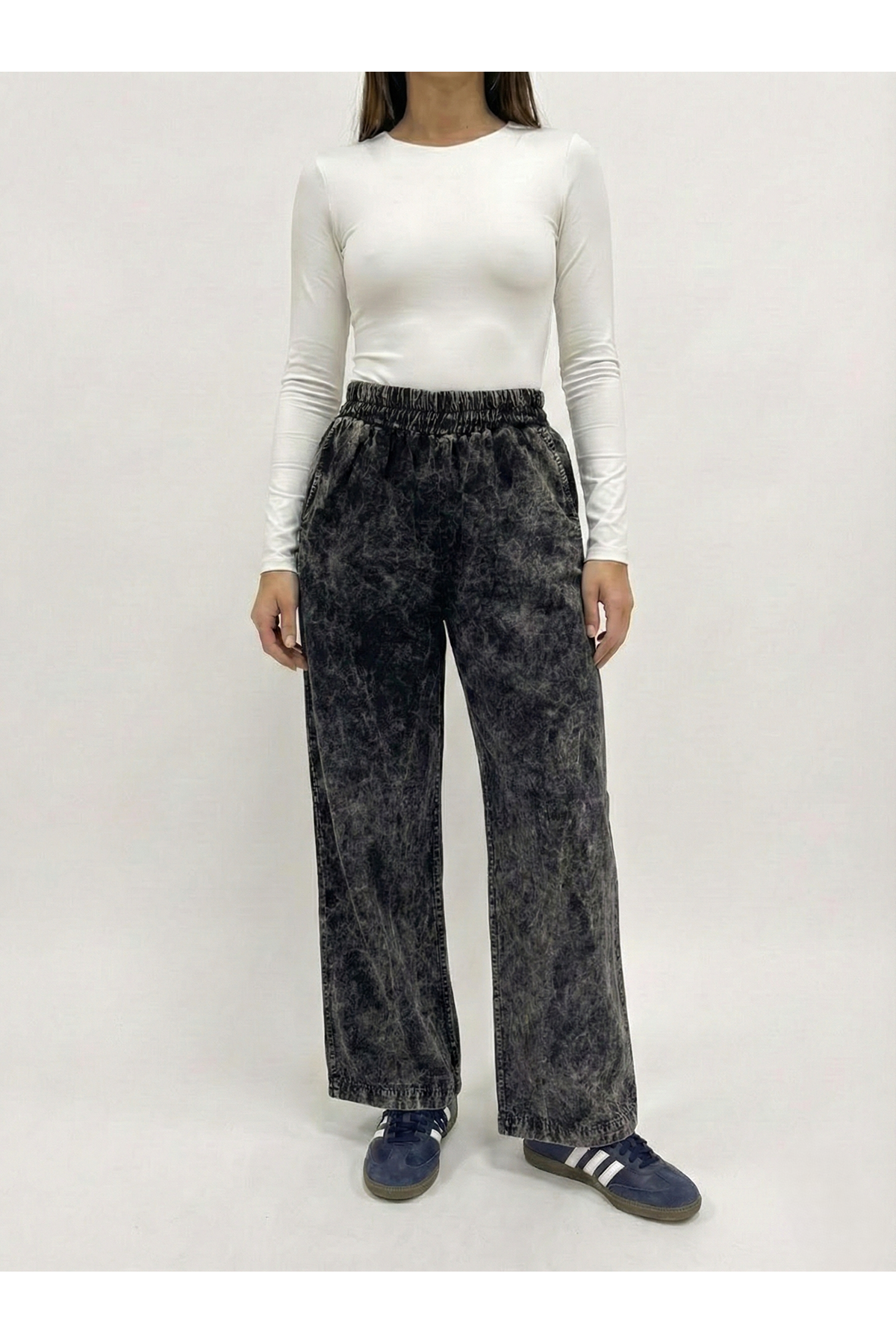 PNT01563-SYH Cep Detay Lastikli Pantolon-Siyah