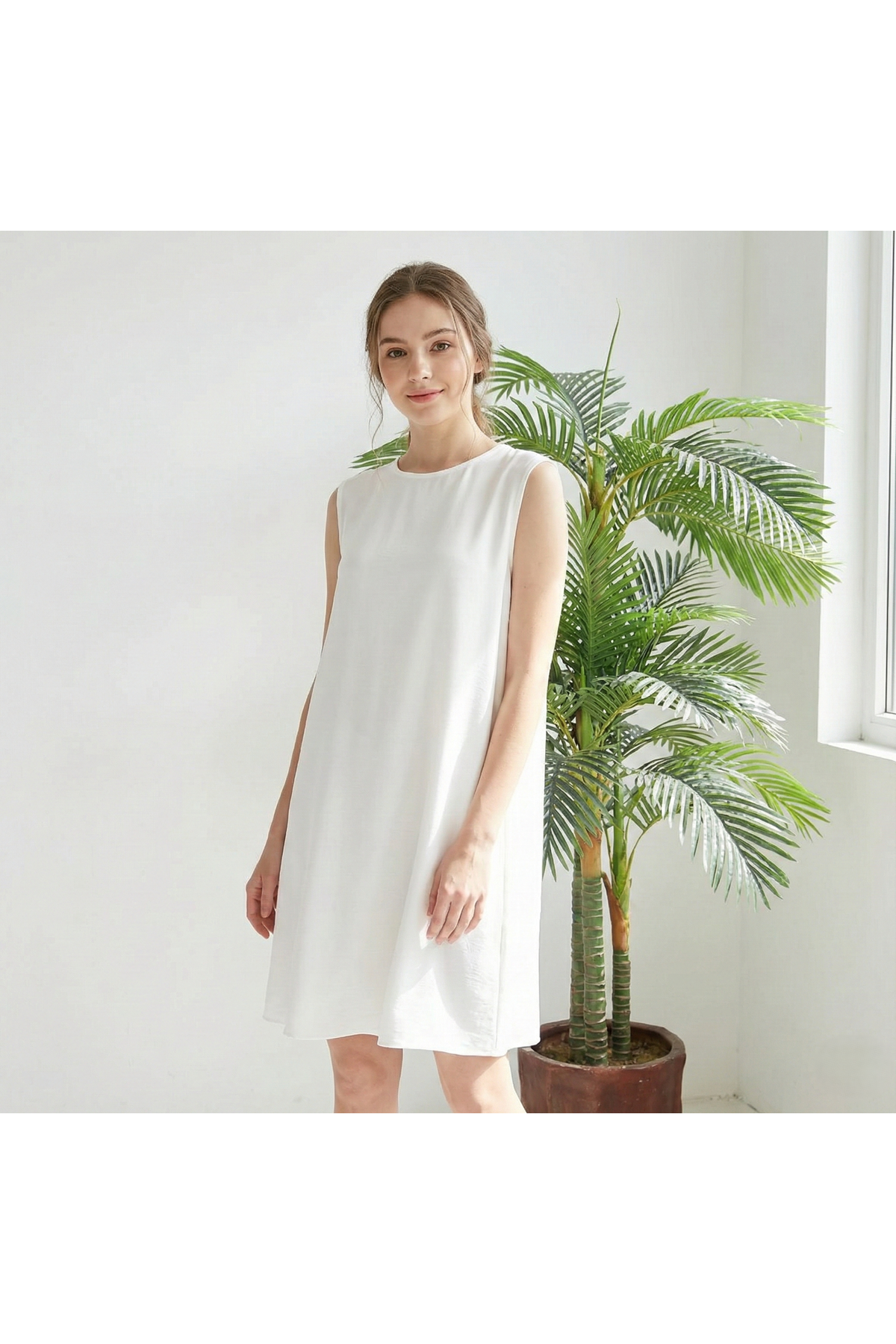 TUN05846-BYZ Ayrobin Kolsuz İçlik-Beyaz