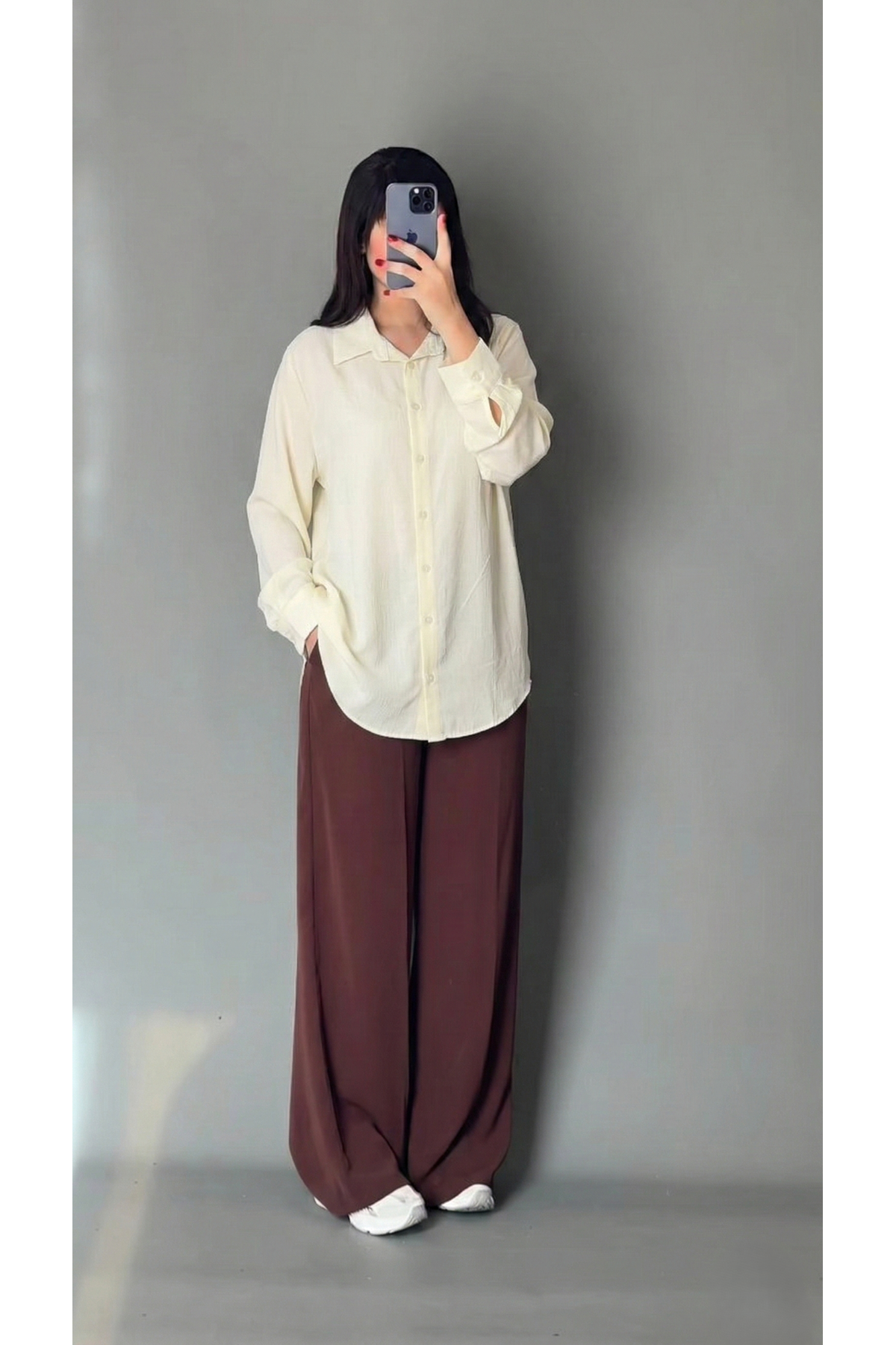 TUN05923-EKR Klasik Terikoton Tunik-Ekru