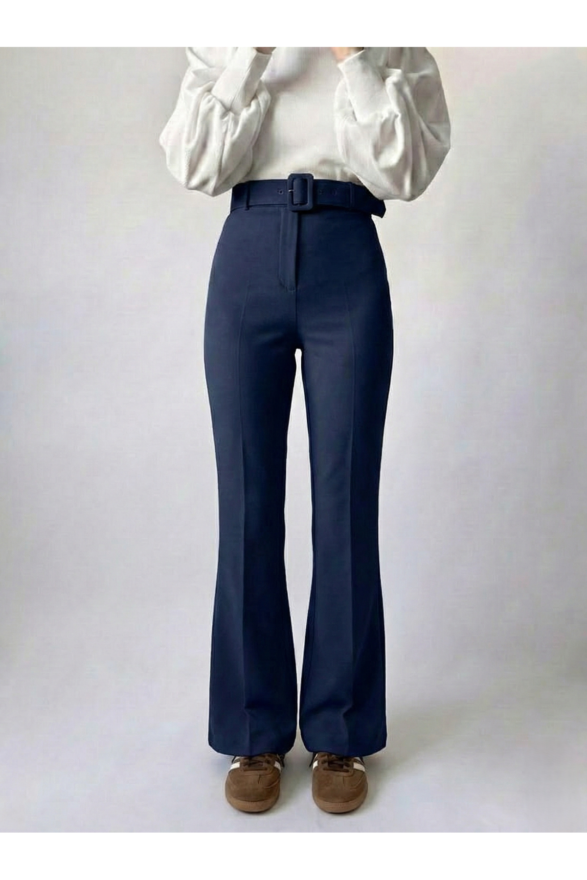 PNT01425-LCV İspanyol Paça Dabıl Pantolon-Lacivert