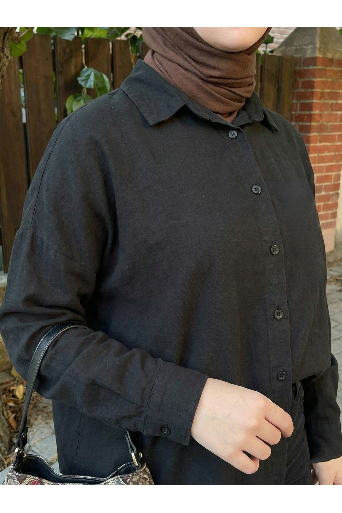 TUN05943-SYH Arka Roba Detay Tunik-Siyah