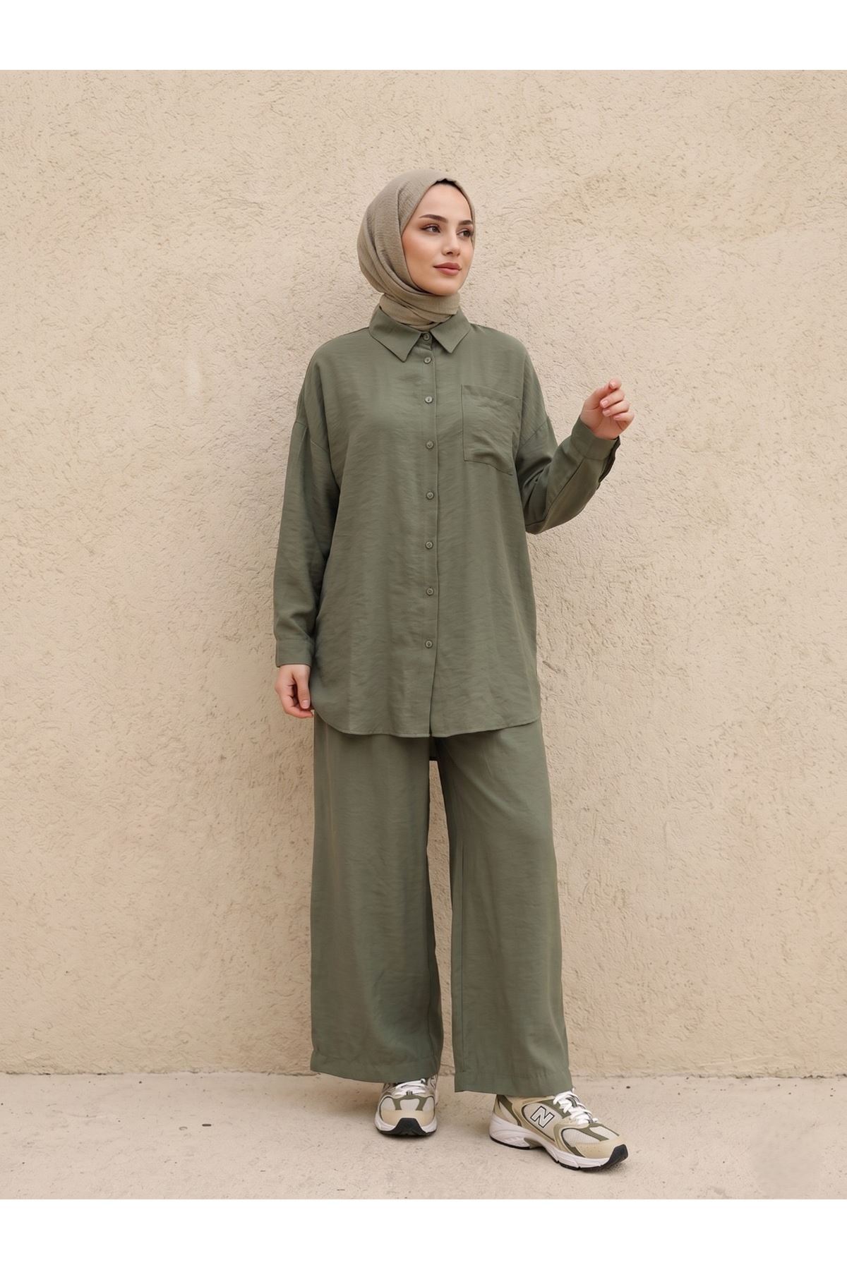 PİT00510-HKİ Cep Detay Pantolonlu Takım-Haki