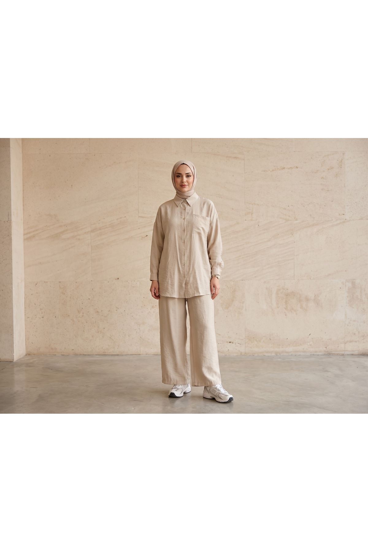 PİT00510-TAŞ Cep Detay Pantolonlu Takım-Taş