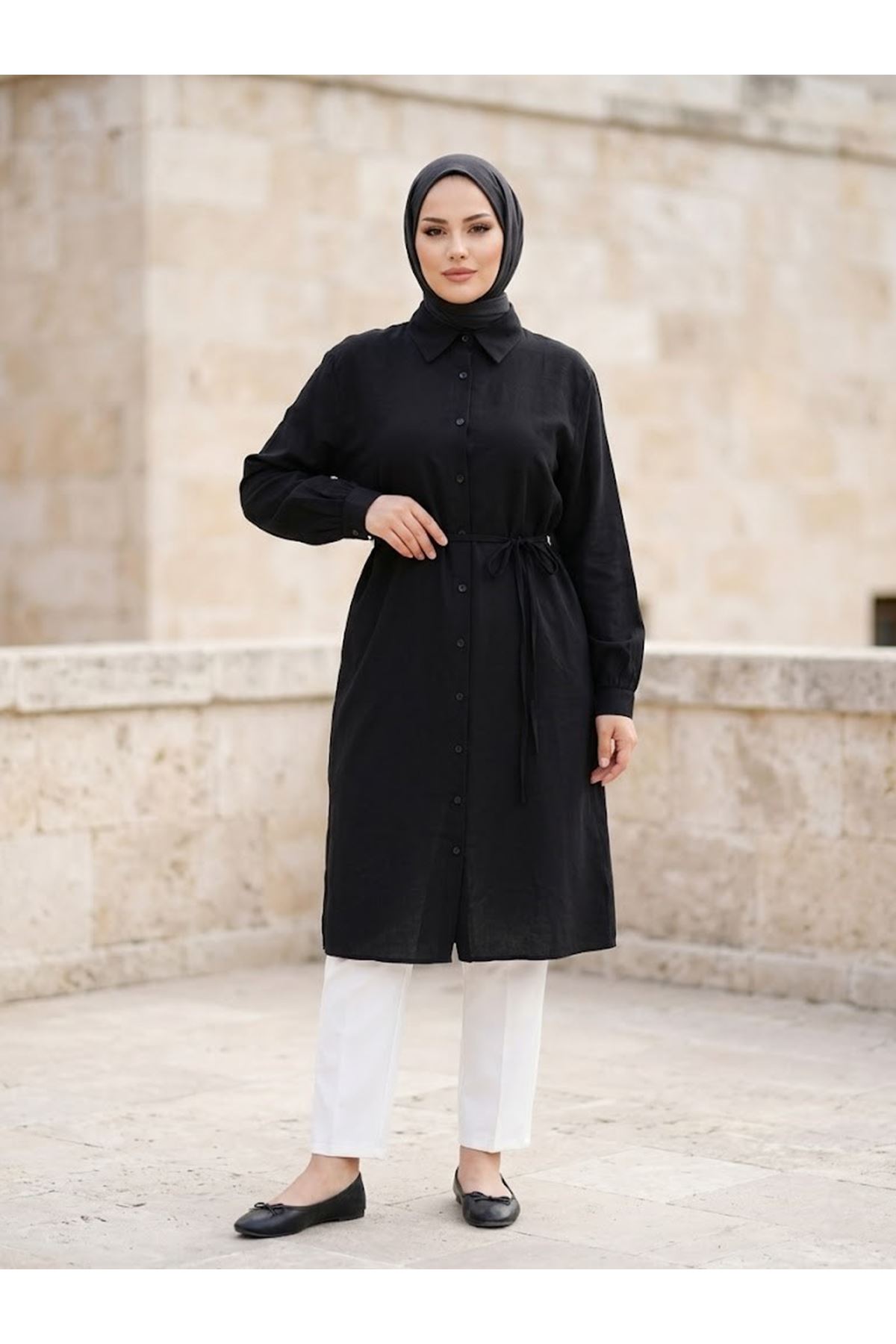 TUN05970-SYH Oversize Tunik-Siyah