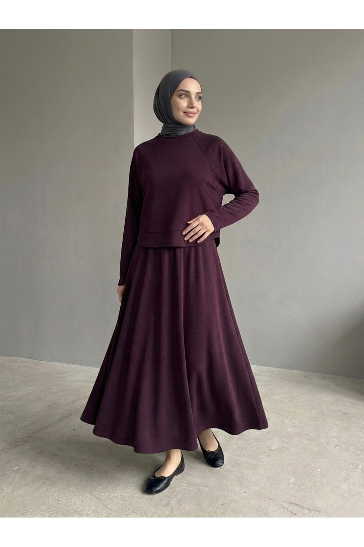 EİT00105-BRD Pike Etekli Takım-Bordo