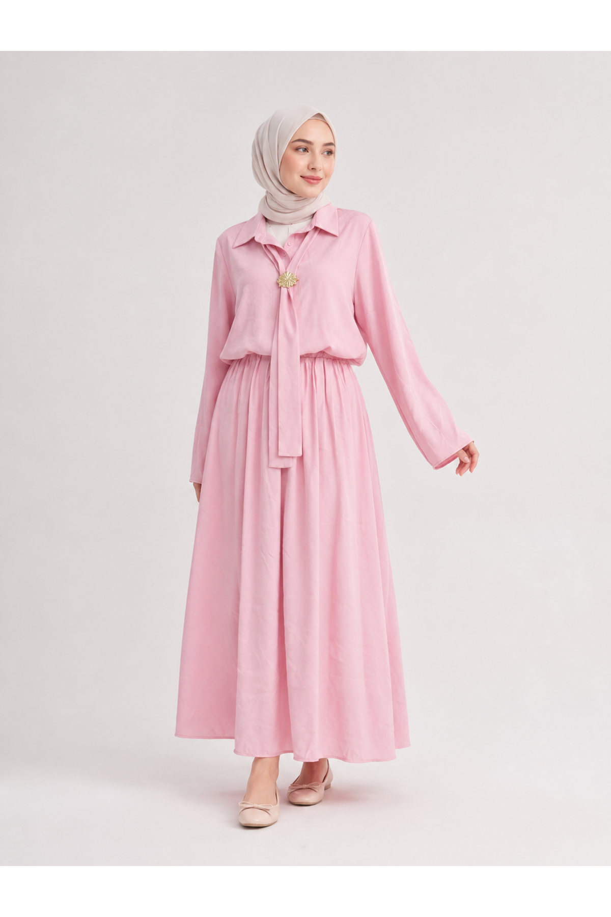 EİT00118-PMB Kup Kesimli Etekli Takım-Pembe