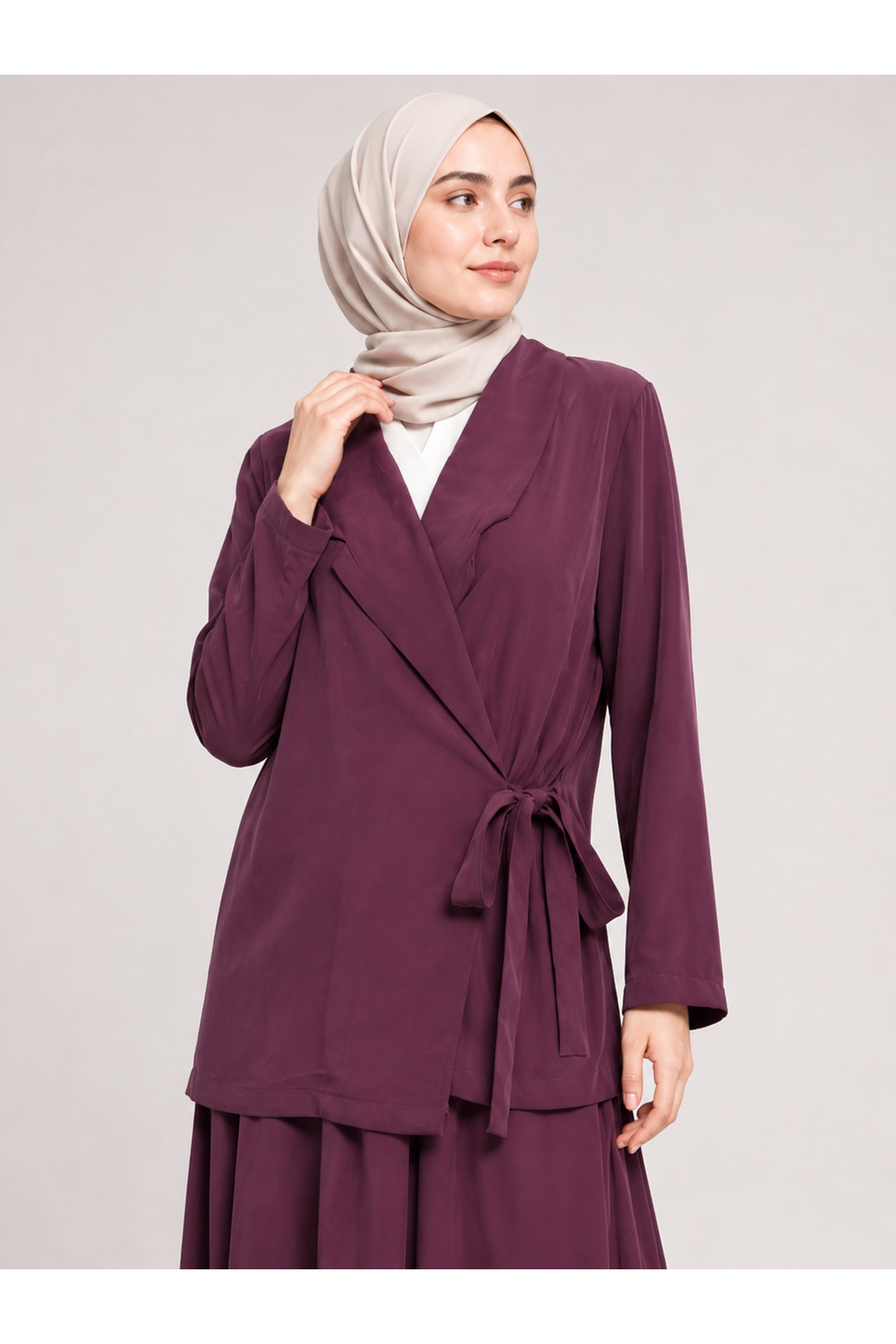 EİT00119-BRD Ön Bağlamalı Etekli Takım-Bordo