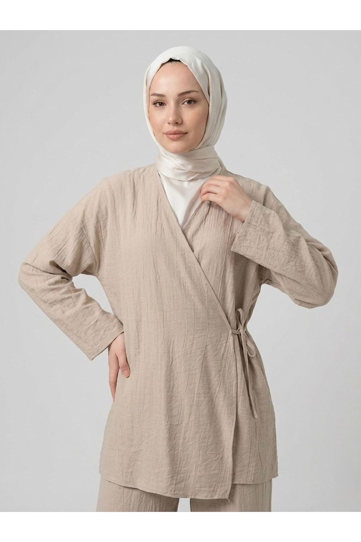 PİT00478-VİZ Yan Bağlamalı Çilek Takım-Vizon