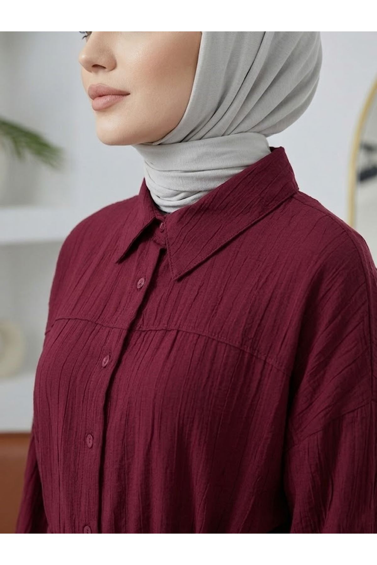 PİT00517-BRD Roba Detay Pantolonlu Çilek Takım-Bordo