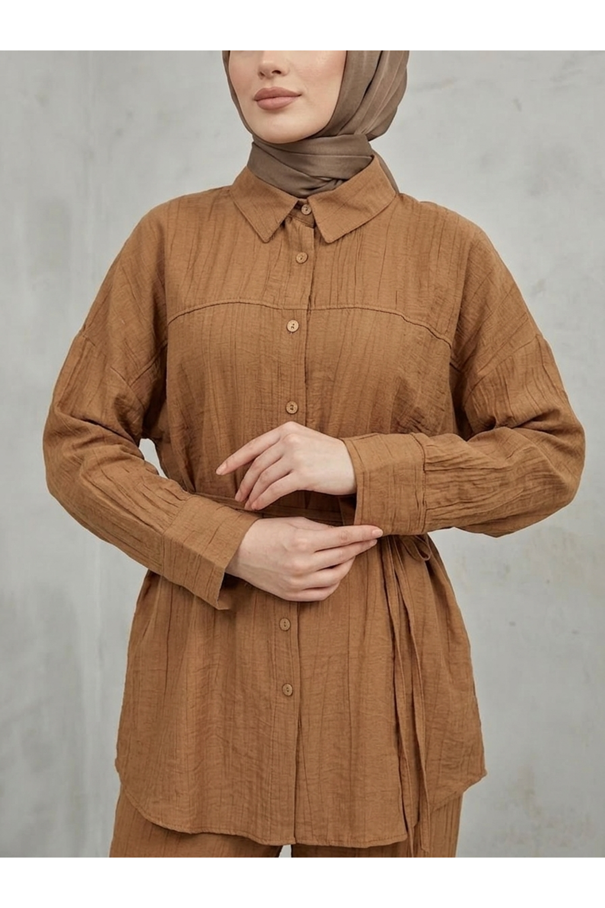 PİT00517-TAB Roba Detay Pantolonlu Çilek Takım-Taba