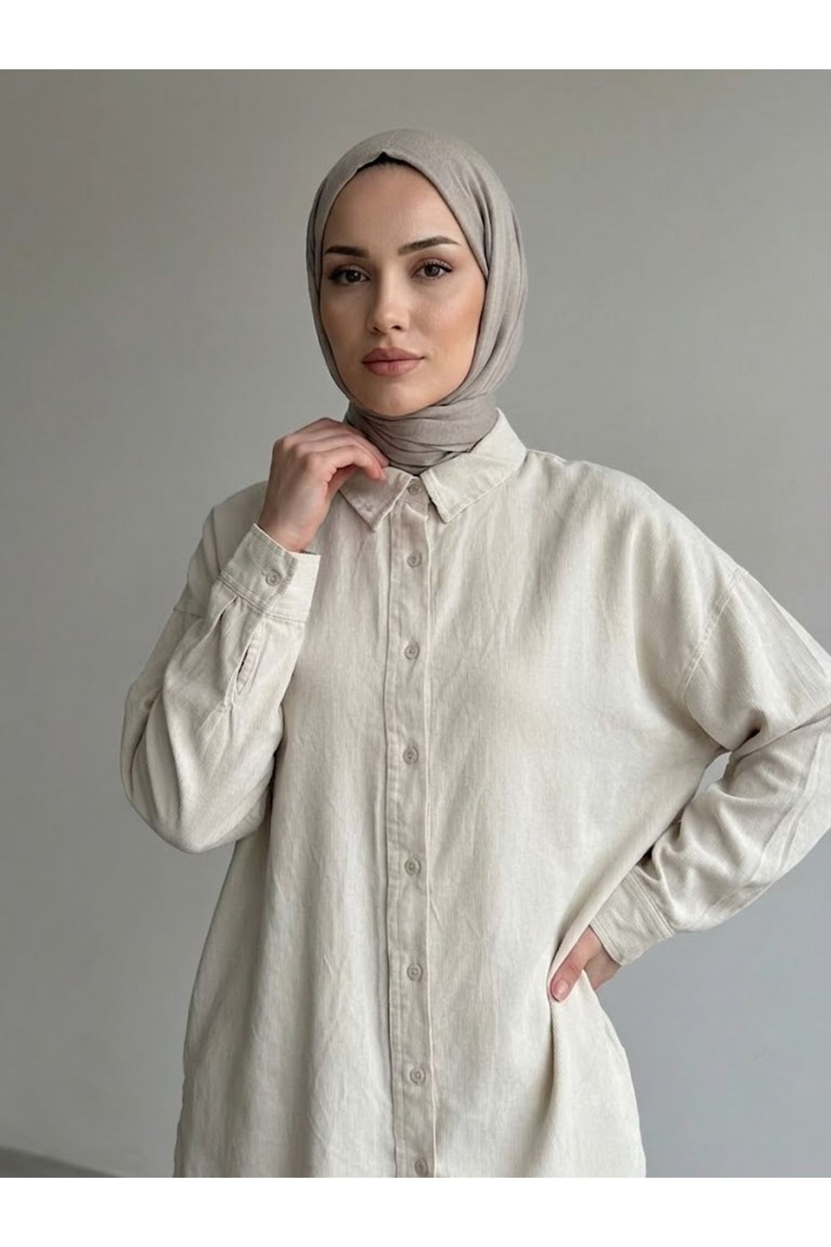 PİT00516-TAŞ Arka Roba Detay Pantolonlu Takım-Taş