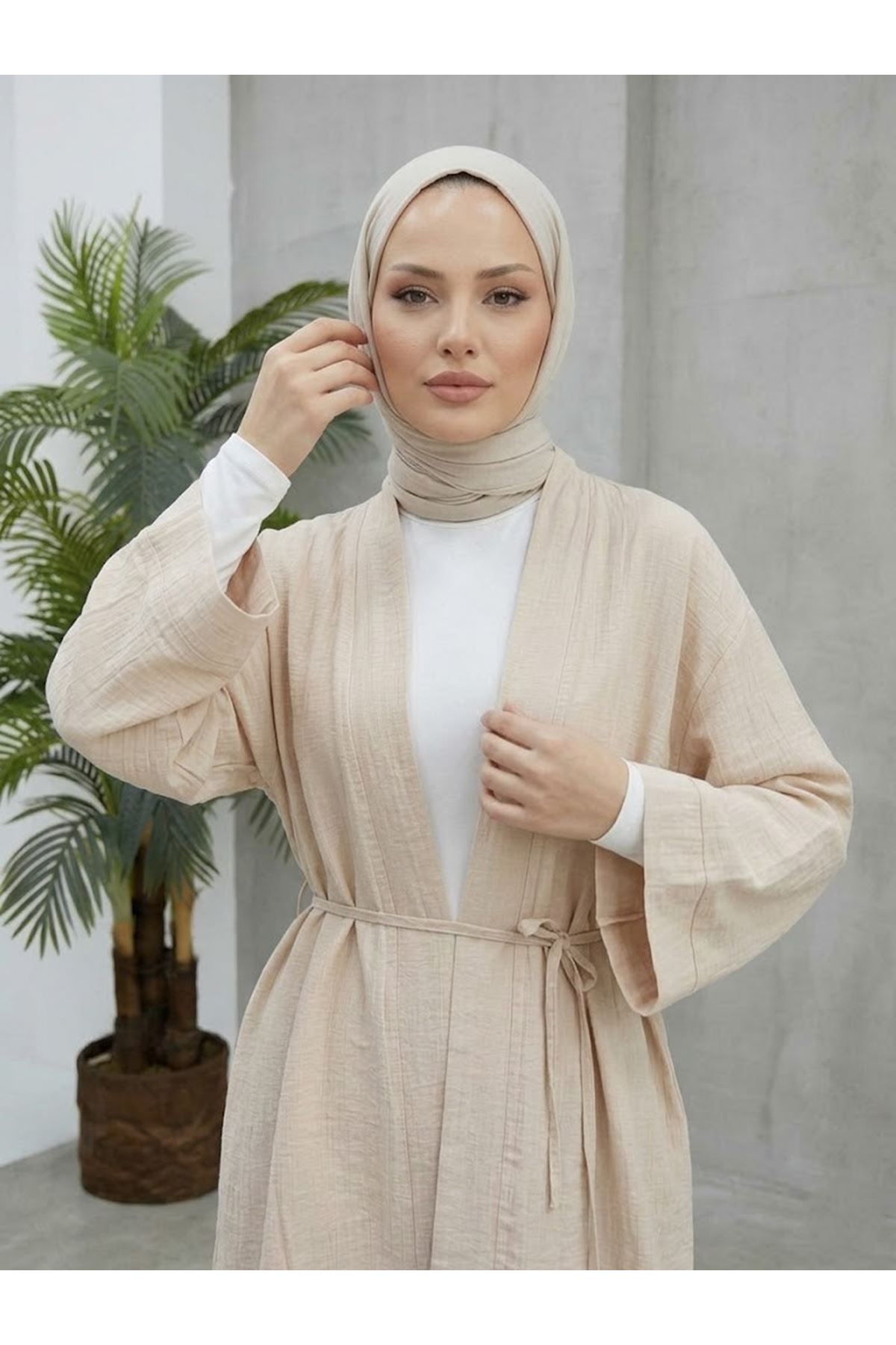 HIR02444-BEJ Çilek Hırka-Bej