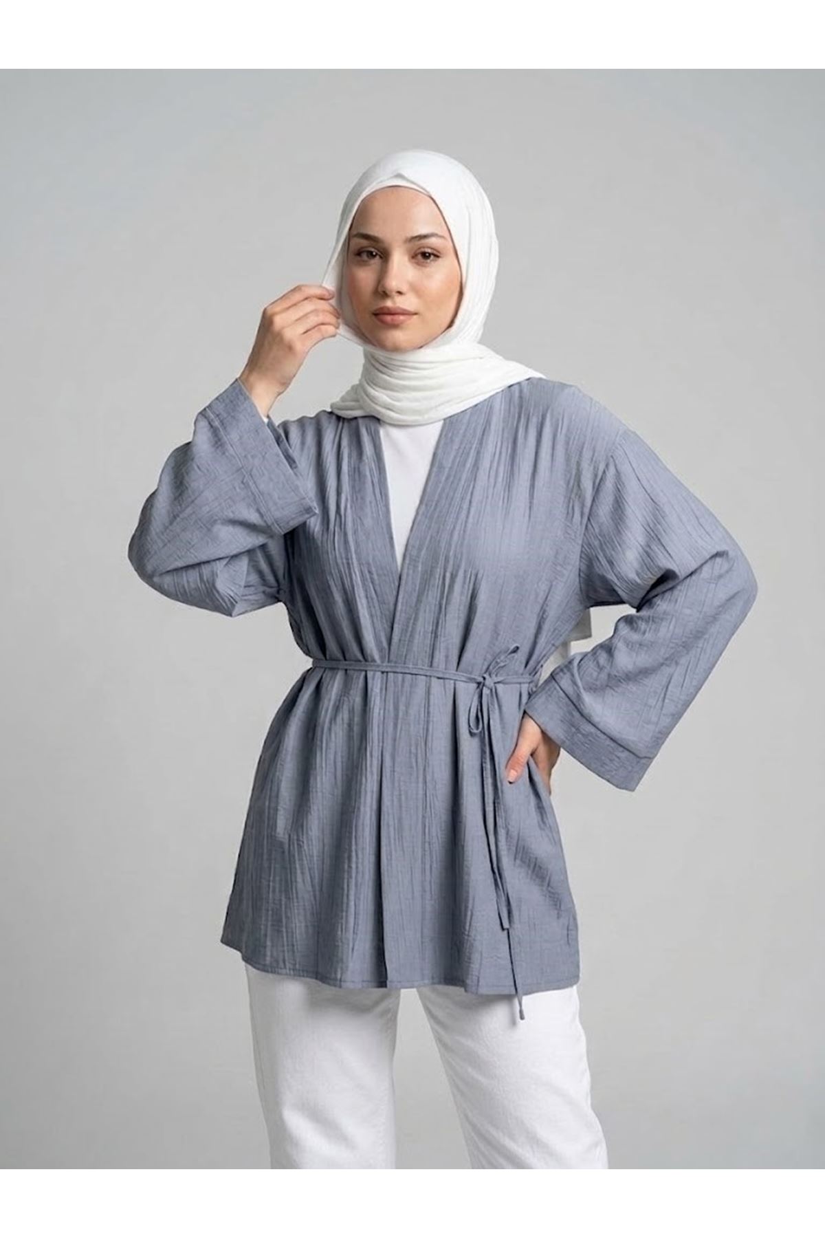 HIR02444-GRN Çilek Hırka-Gri