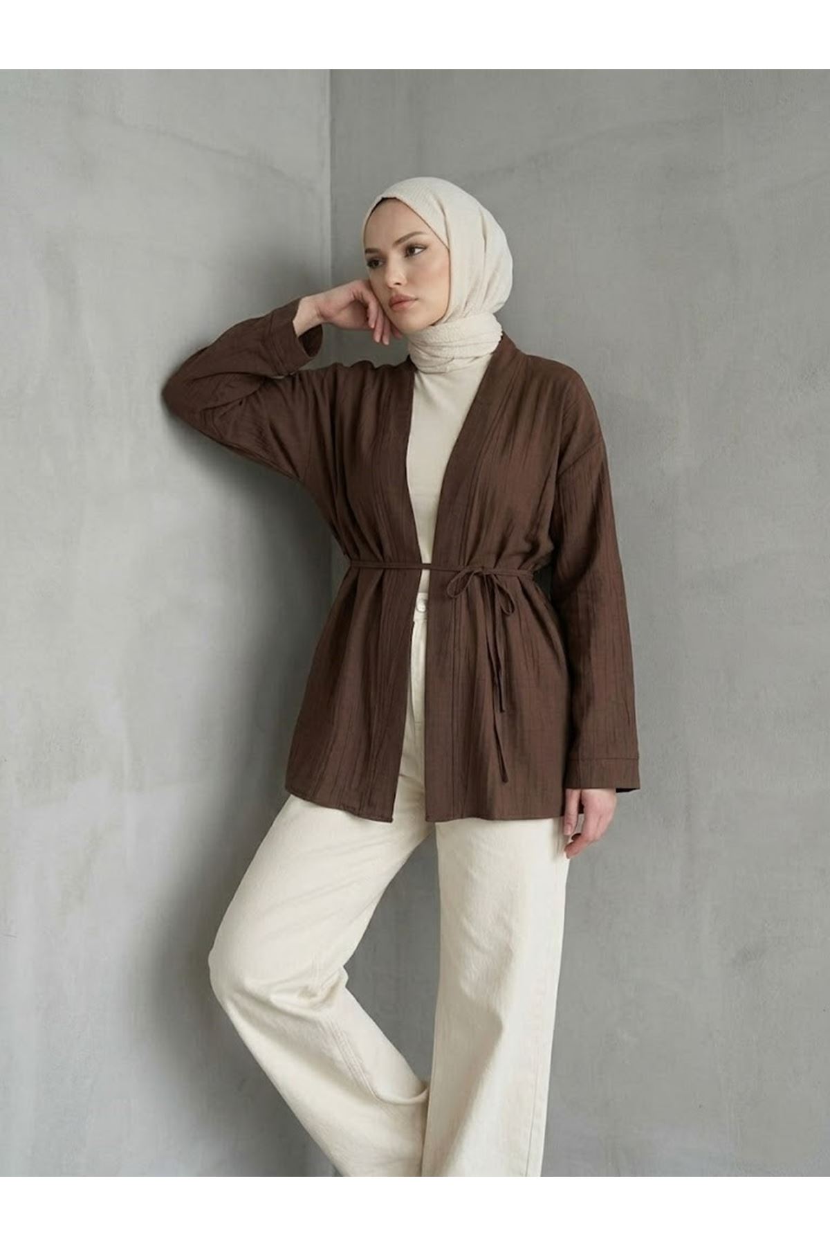 HIR02444-K.KHV Çilek Hırka-Koyu Kahve