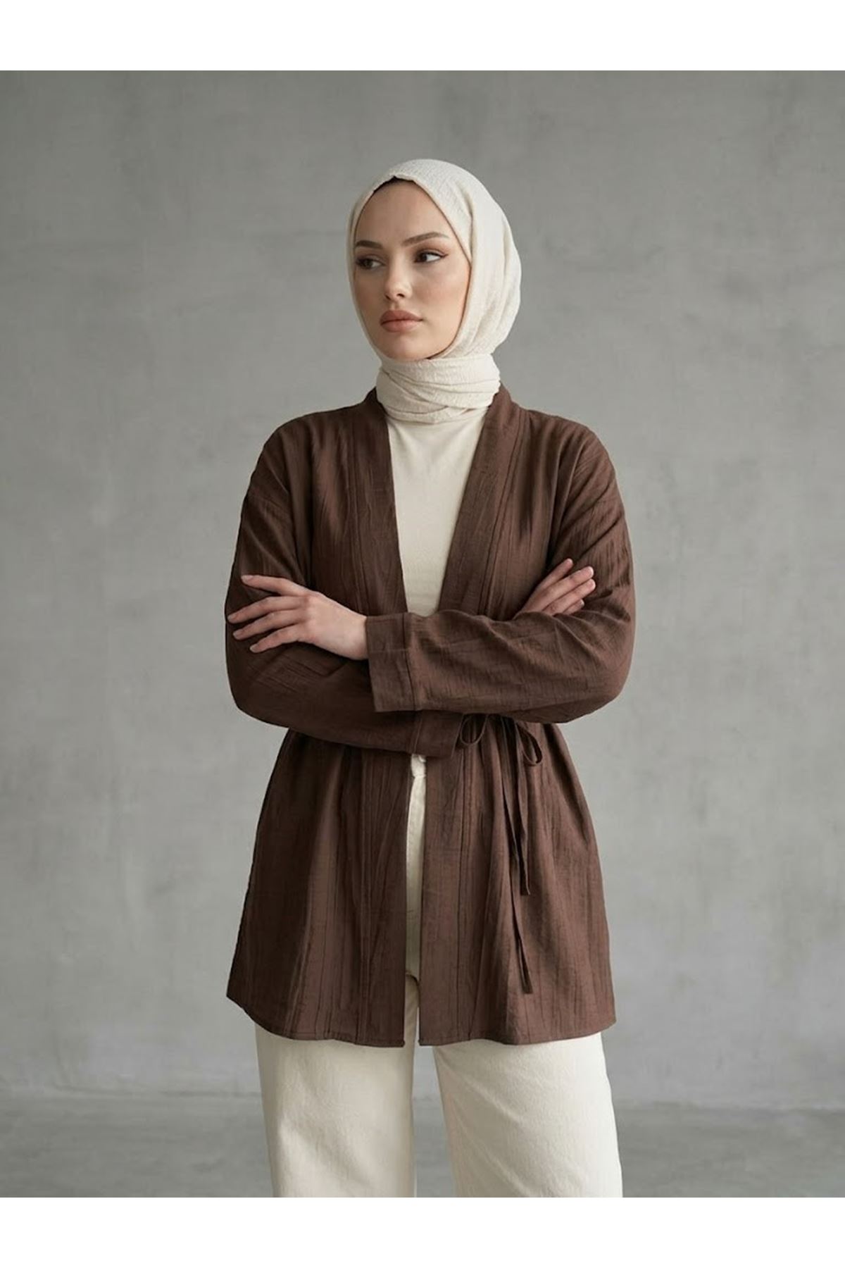 HIR02444-K.KHV Çilek Hırka-Koyu Kahve
