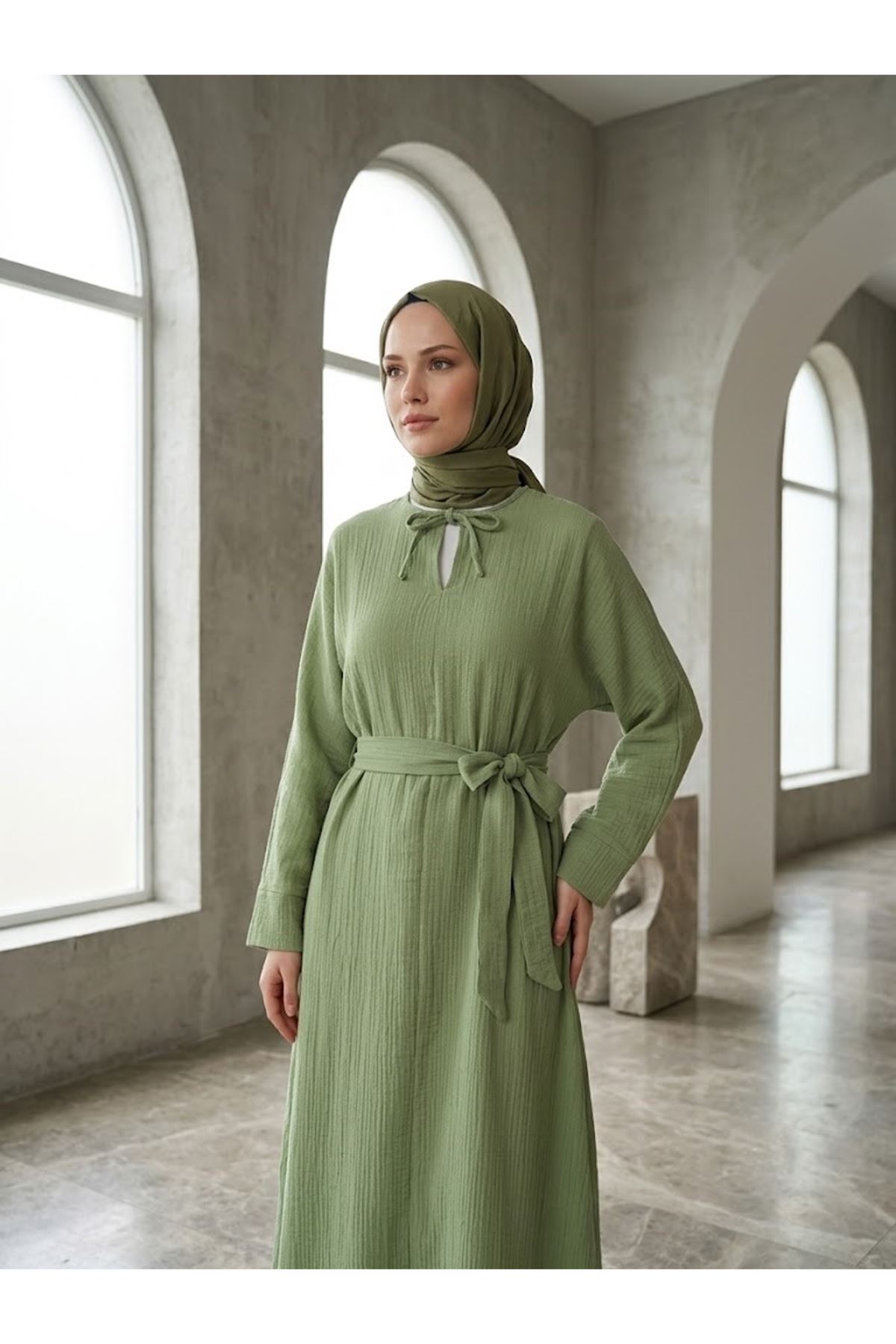 ELB04155-MNT Yarasa Elbise-Mint