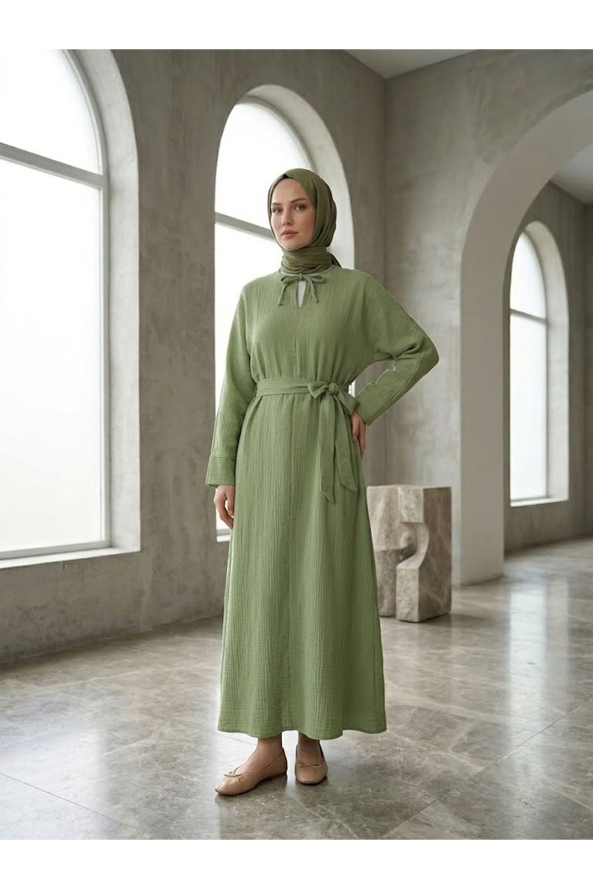 ELB04155-MNT Yarasa Elbise-Mint