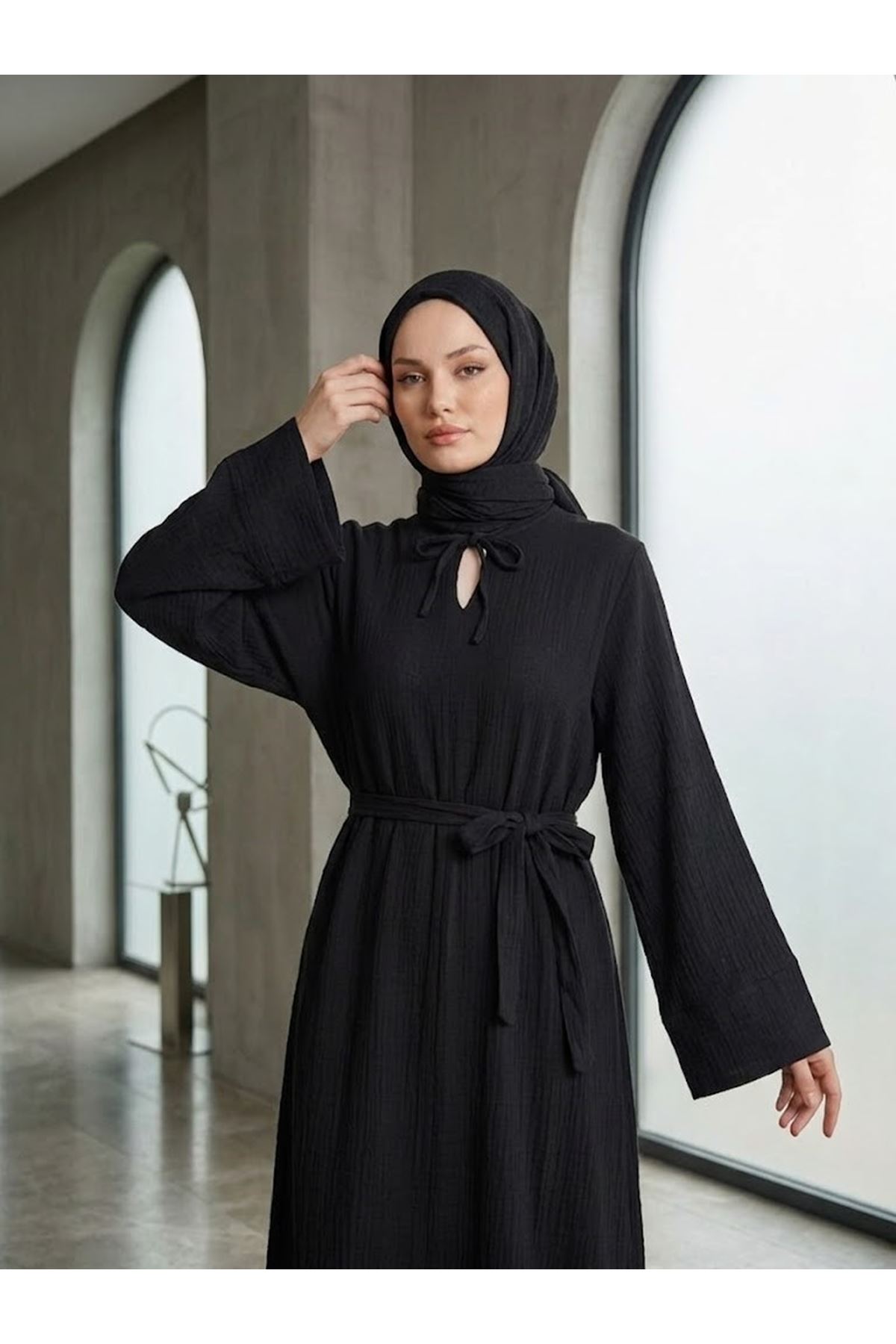 ELB04155-SYH Yarasa Elbise-Siyah