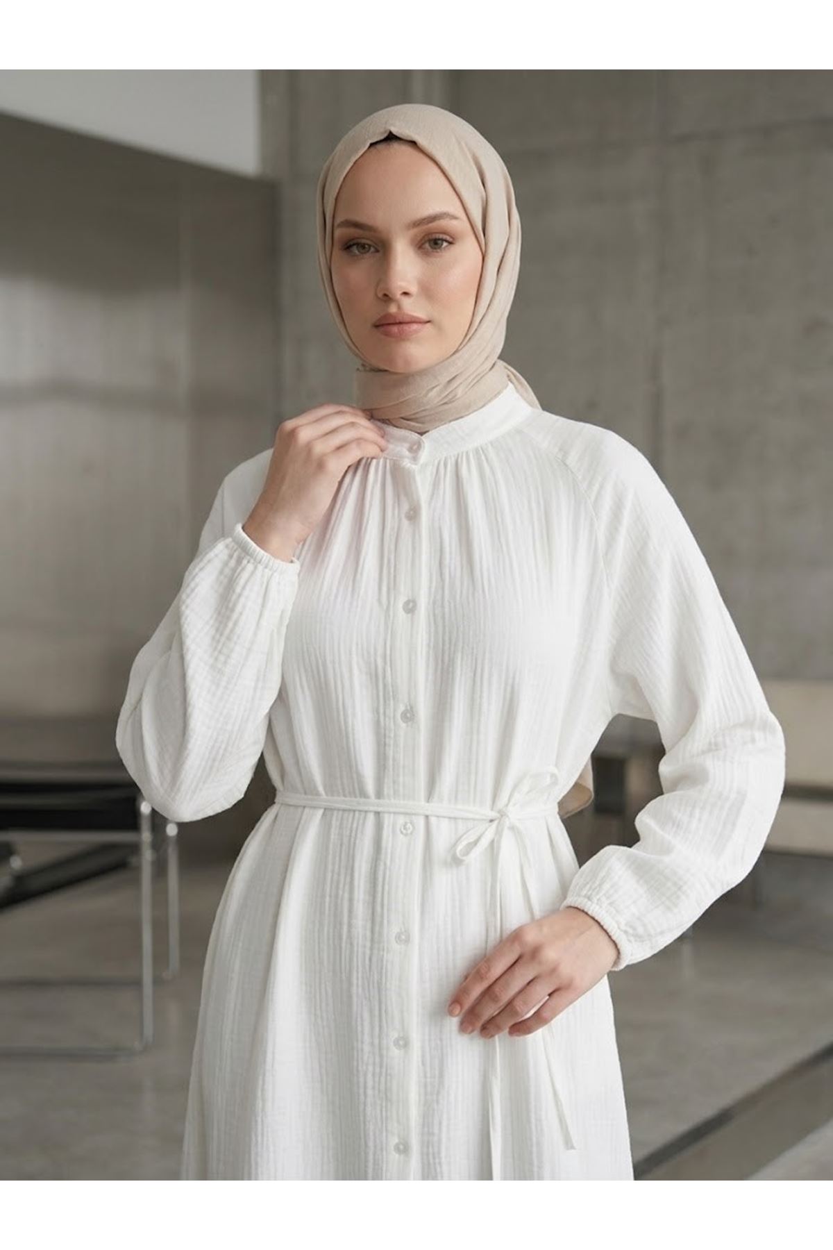 TUN05990-EKR Tunik Uzun-Ekru