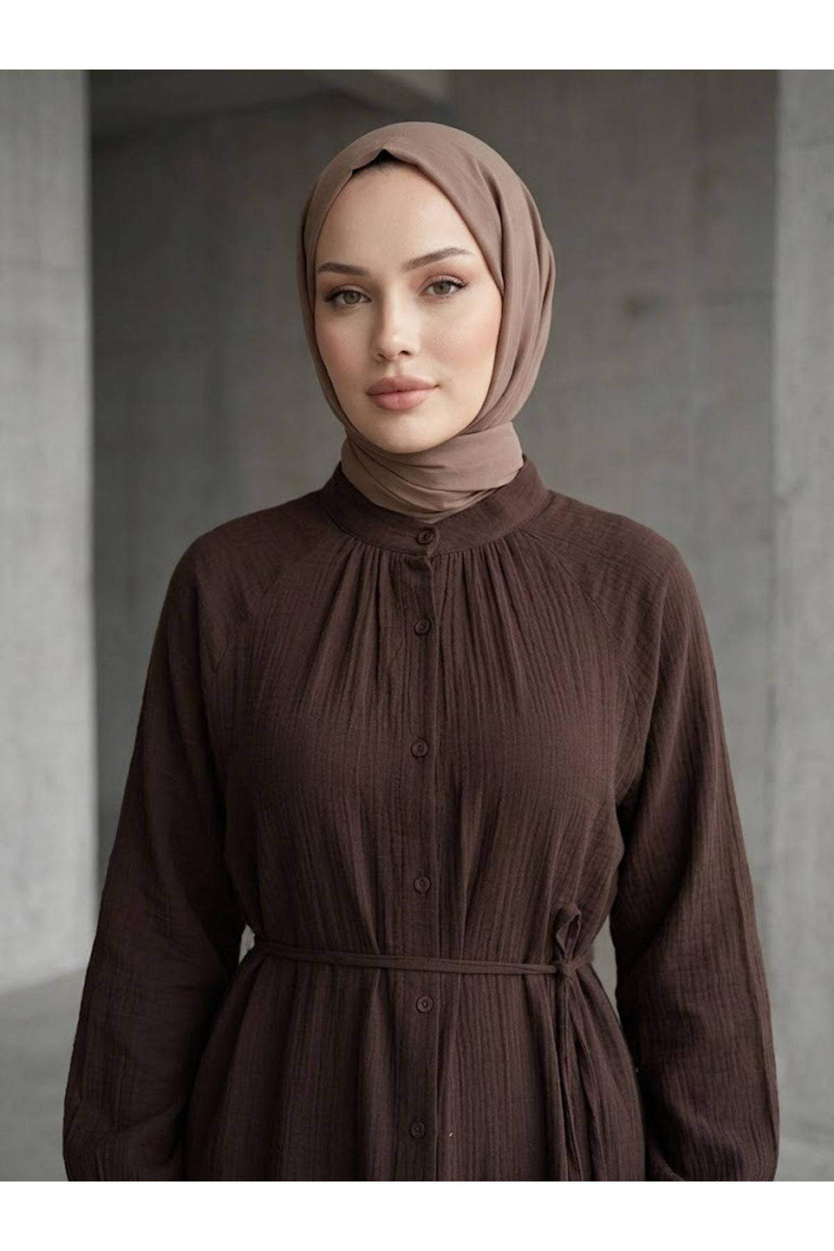 TUN05990-KHV Tunik Uzun-Kahve