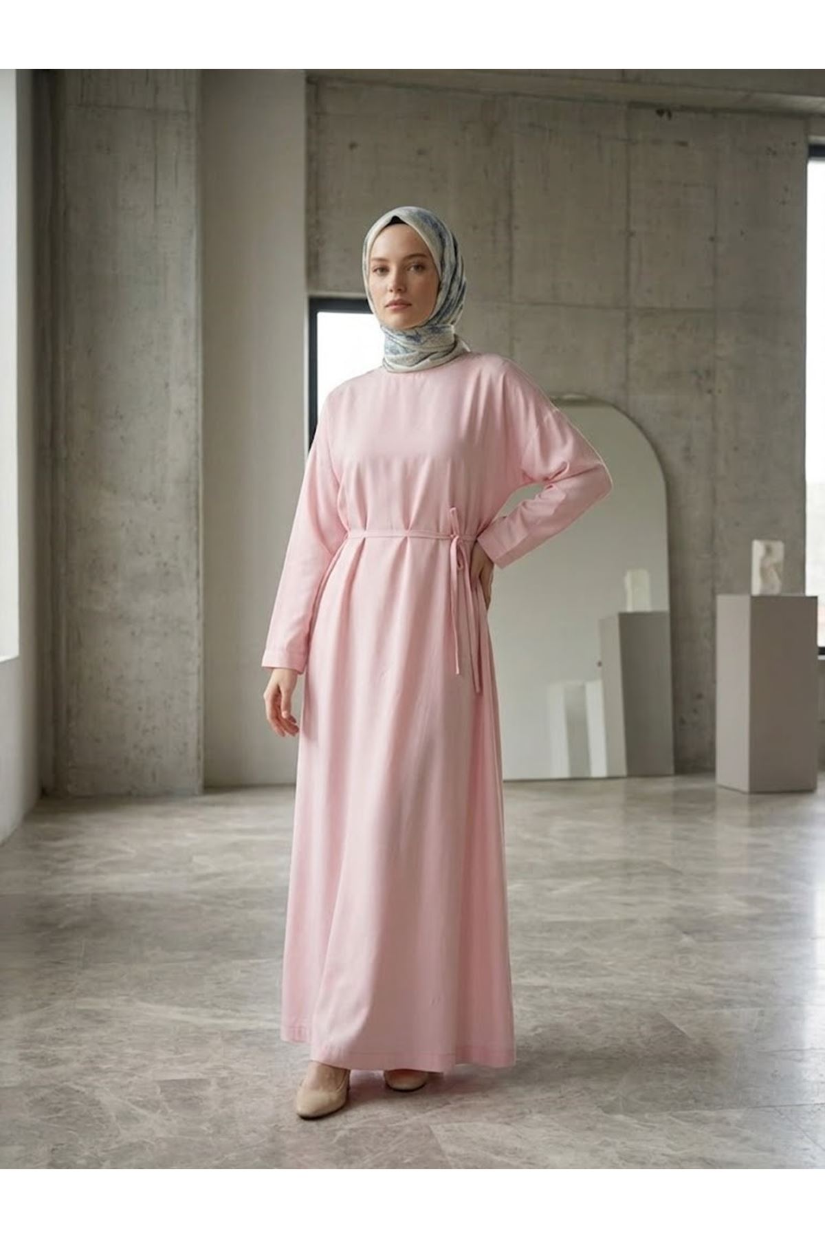 ELB04156-PMB Kupra Elbise-Pembe