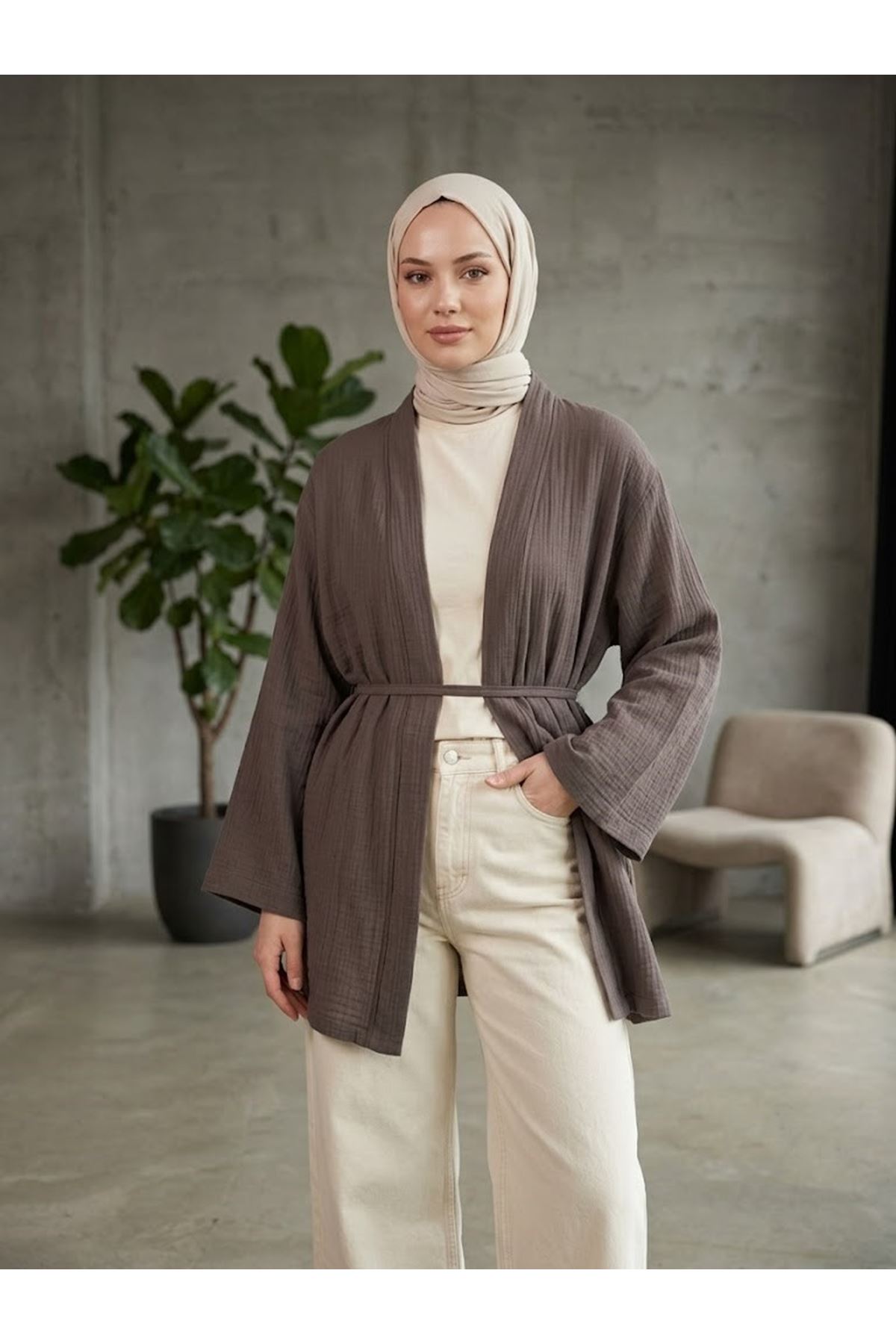 HIR02449-DMN Müslin Kimono-Duman