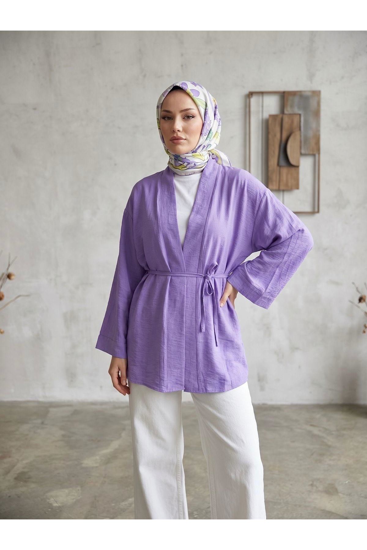 HIR02444-LİL Çilek Hırka-Lila