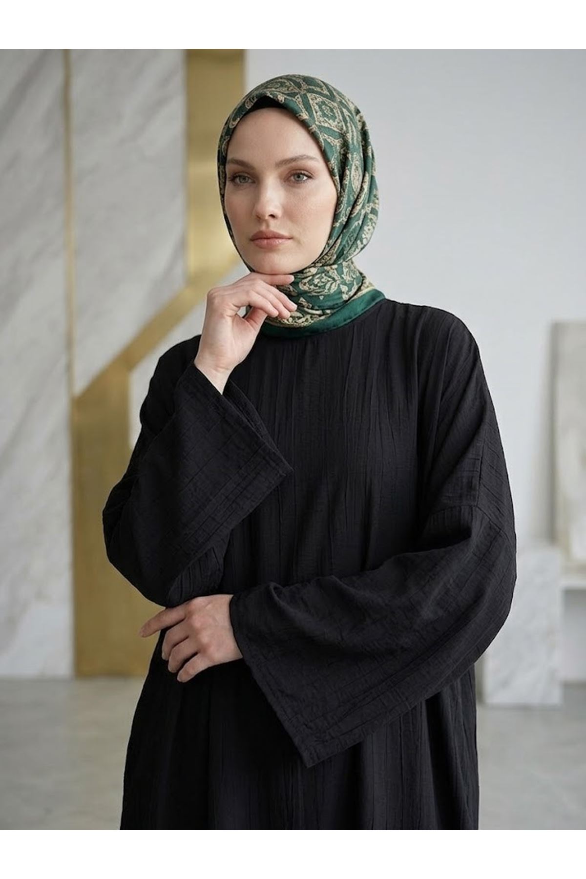 ELB04159-SYH Reklan Kol Çilek Elbise-Siyah